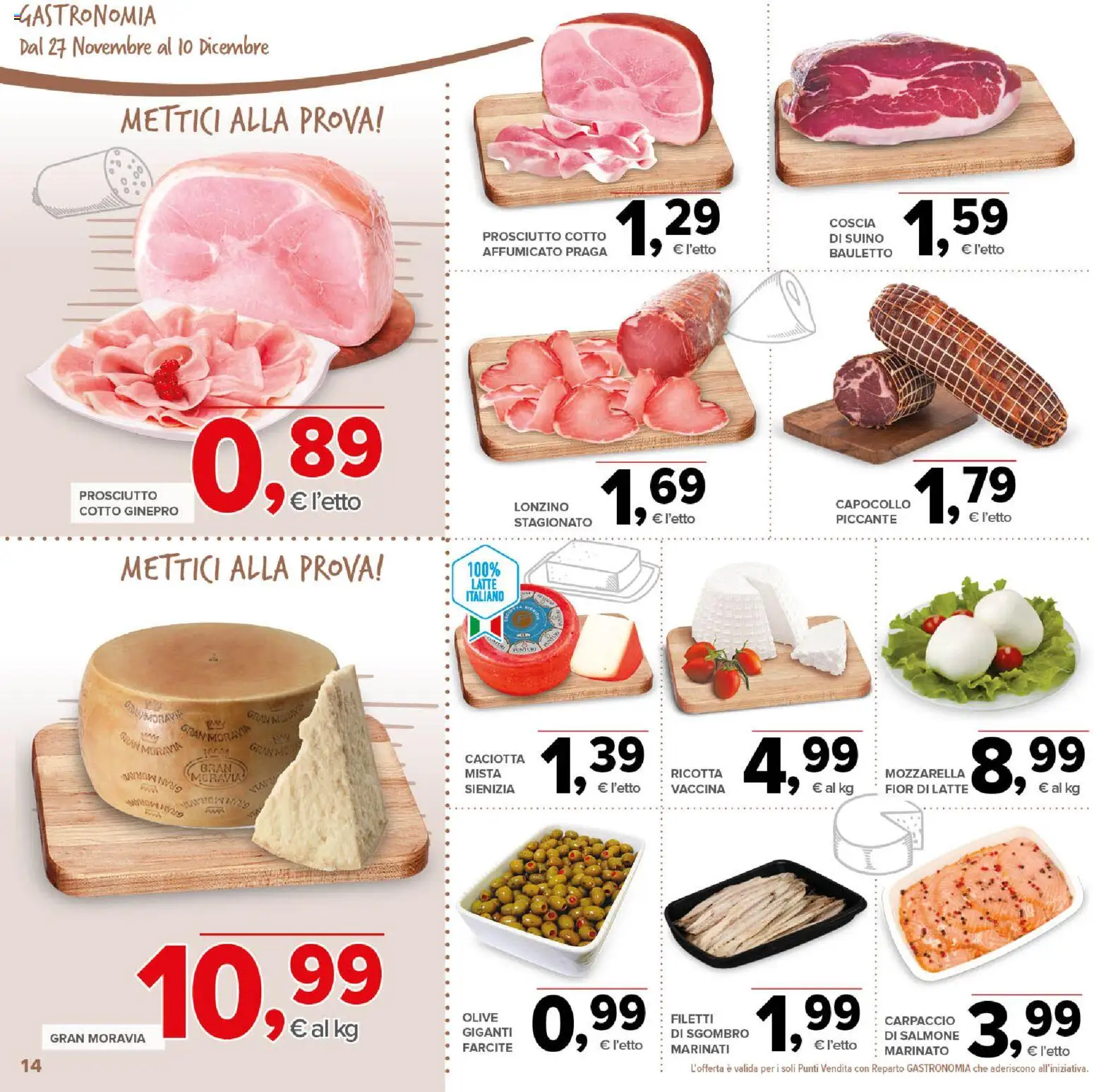 Volantino Todis del 27.11.2025 | Pagina: 14 | Prodotti: Prosciutto Cotto, Salmone, Mozzarella, Ricotta