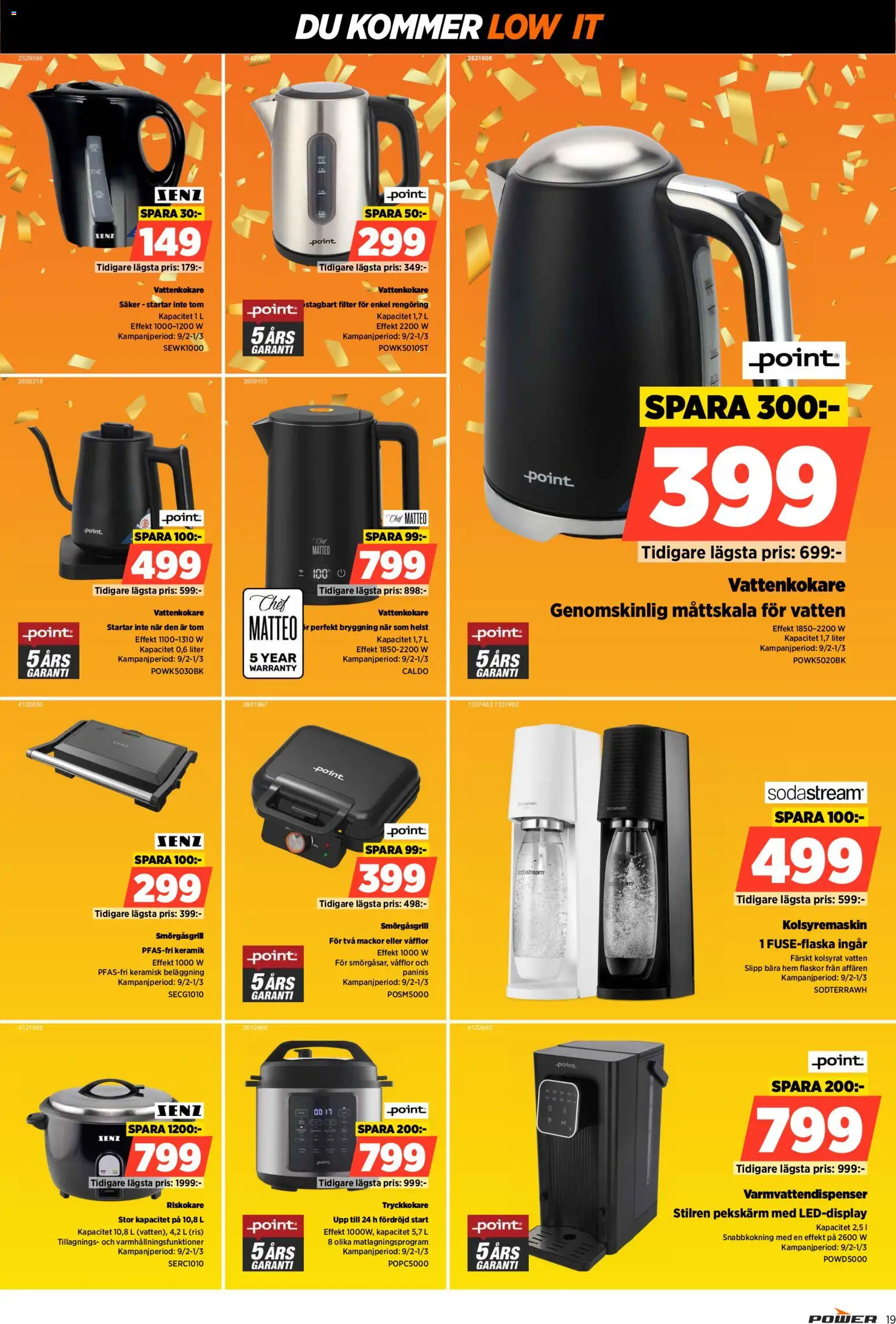 Power reklamblad aktuell från 23.01.2026 | Sida: 19 | Produkter: Vattenkokare, Ris, Sodastream, Kolsyremaskin