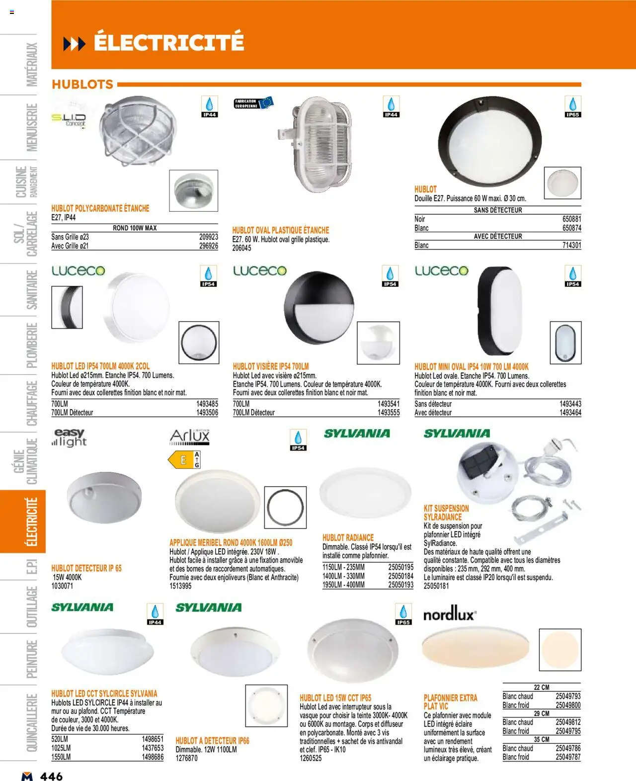  | Page: 446 | Produits: Plafonnier, Enjoliveurs, Diffuseur, Suspension