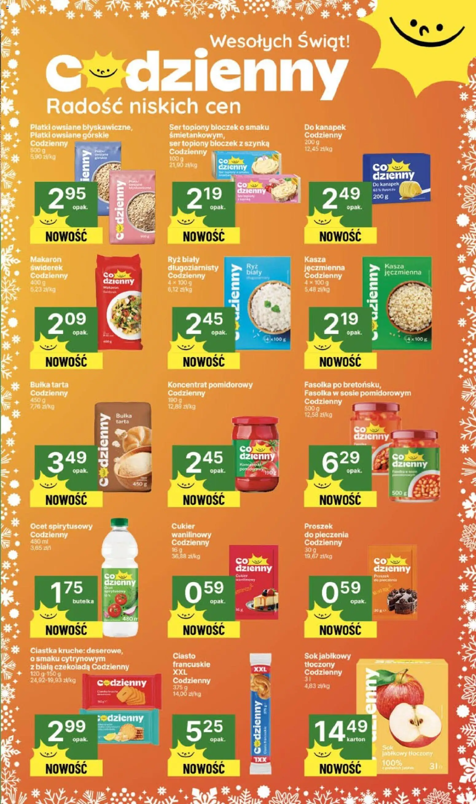 Delikatesy Centrum Gazetka - Sklepy Własne od 04.12.2025 | Strona: 5 | Produkty: Bułka tarta, Ser, Płatki, Fasolka w sosie pomidorowym