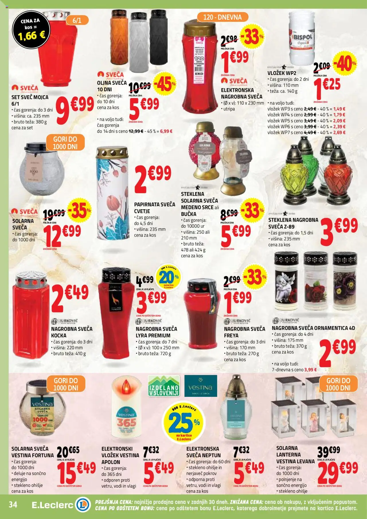 Novi E.leclerc katalog ponudbe – veljaven od 01.10.2025 | Stran: 34 | Izdelki: Teza, Sveča, Cvetje, Bučka