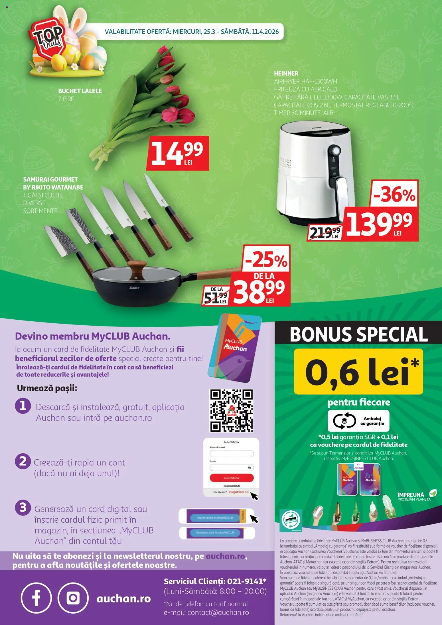 Noul catalog Auchan – valabil de la 25.03.2026 | Pagină: 54 | Produse: Telefon, Ginseng, Friteuză, Coș
