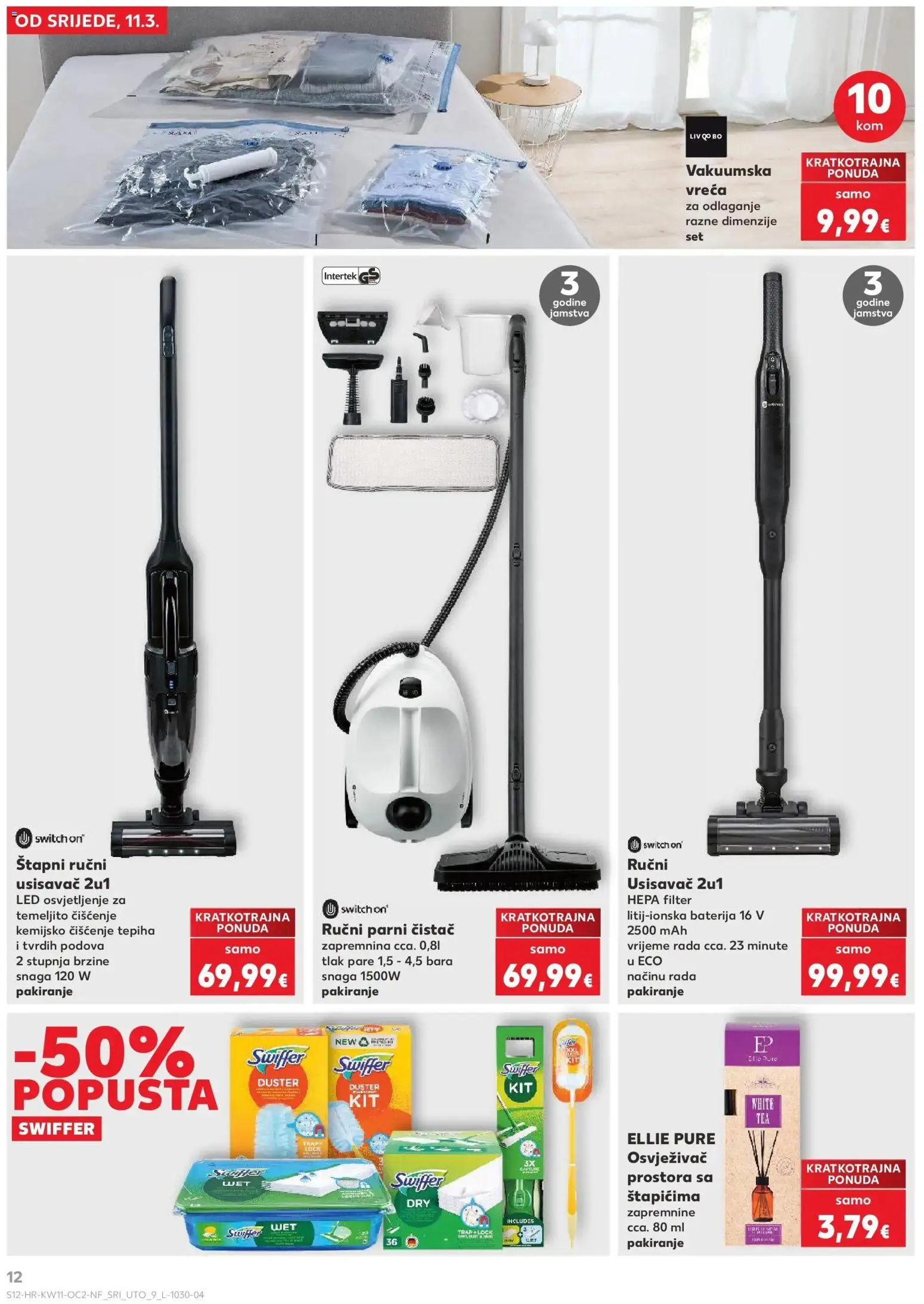Kaufland katalog | vrijedi od 10.03.2026 | Stranica: 12 | Proizvodi: Usisavač, Baterija, Osvježivač prostora, Parni čistač
