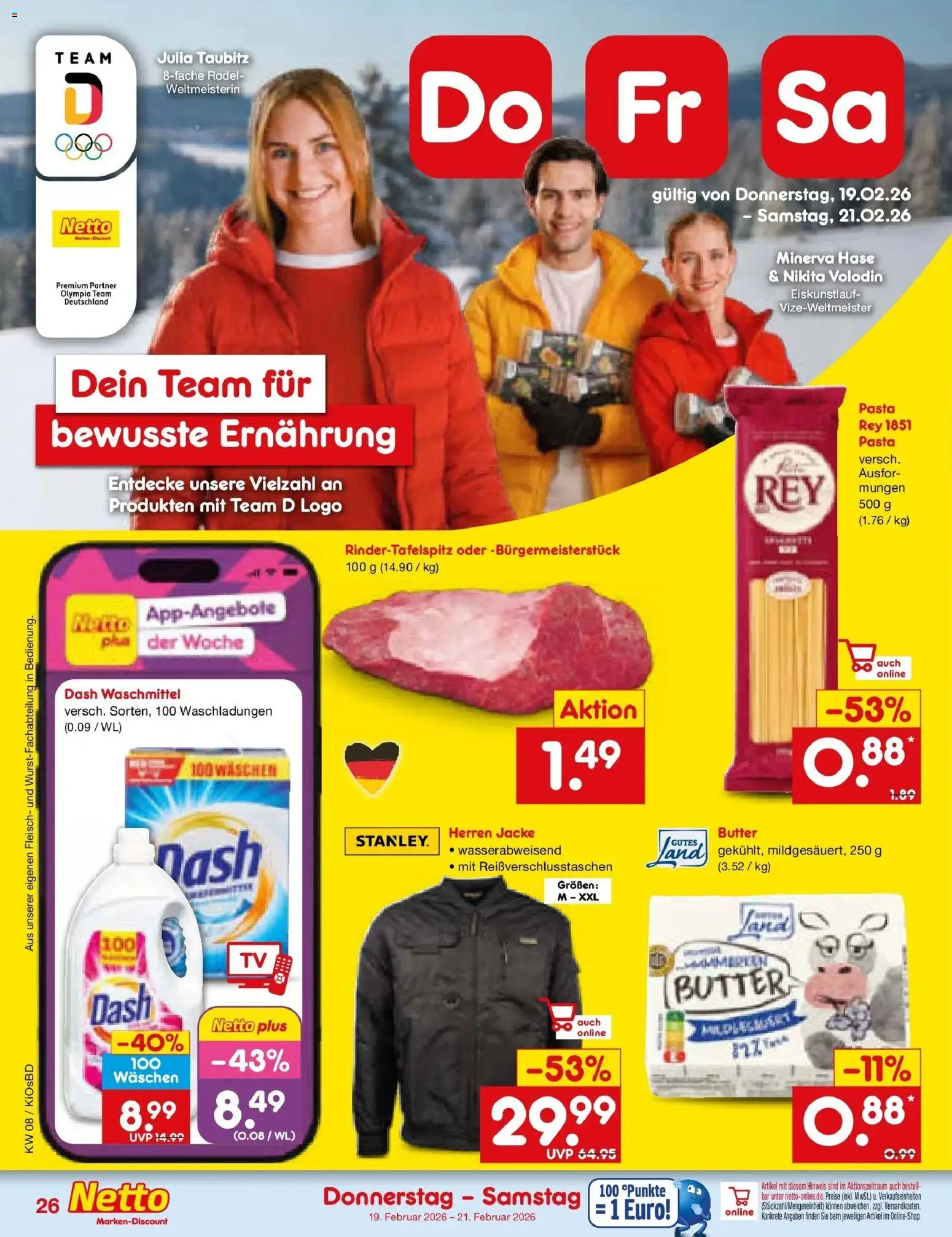 Netto Marken-Discount prospekt Mistelbach	 – gültig ab 16.02.2026 | Seite: 40 | Produkte: Waschmittel, Jacke, Pasta, Fleisch