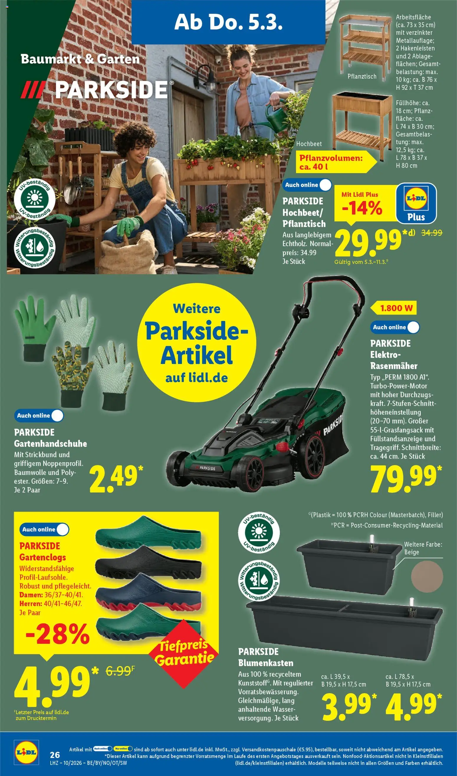 Lidl Prospekt Grimma – gültig ab 02.03.2026 | Seite: 44 | Produkte: Hochbeet, Rasenmäher, Wasser