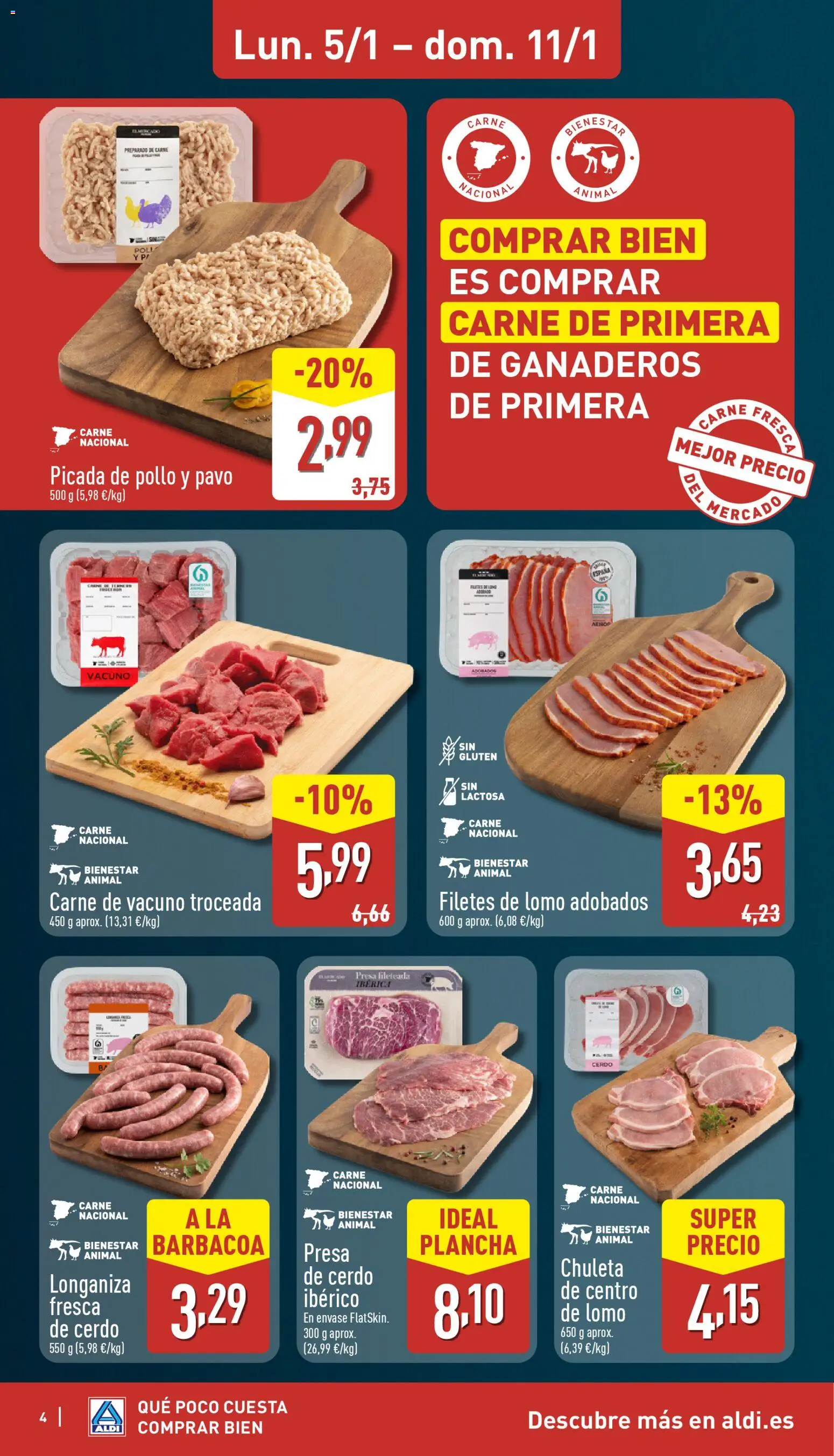 Aldi folleto Baleares │ válido desde el 05.01.2026 | Página: 4 | Productos: Cerdo, Longaniza, Barbacoa, Plancha