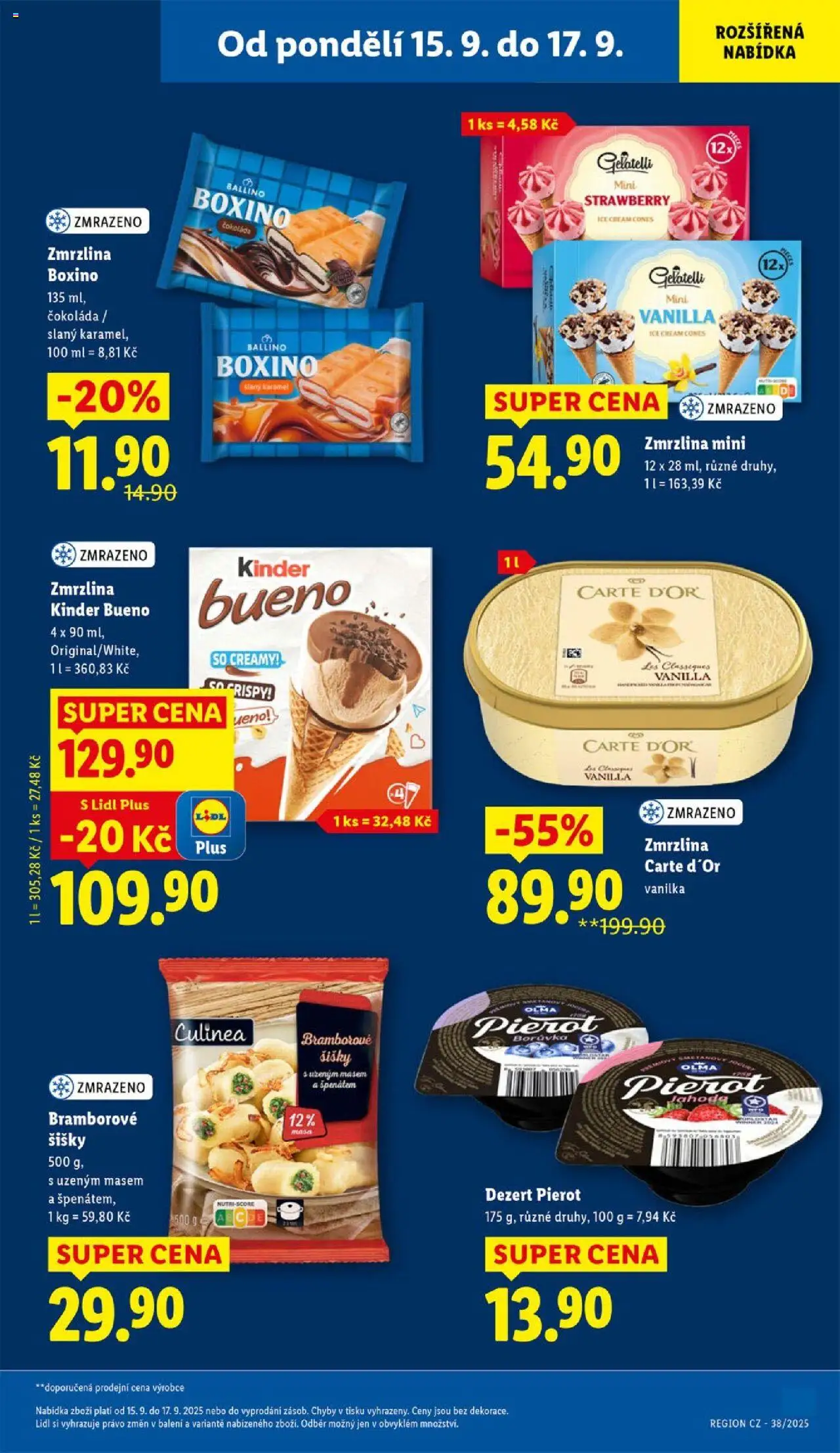 Lidl leták od 15.09.2025 | Strana: 33 | Produkty: Zmrzlina, Carte d'or, Kinder, Kinder Bueno