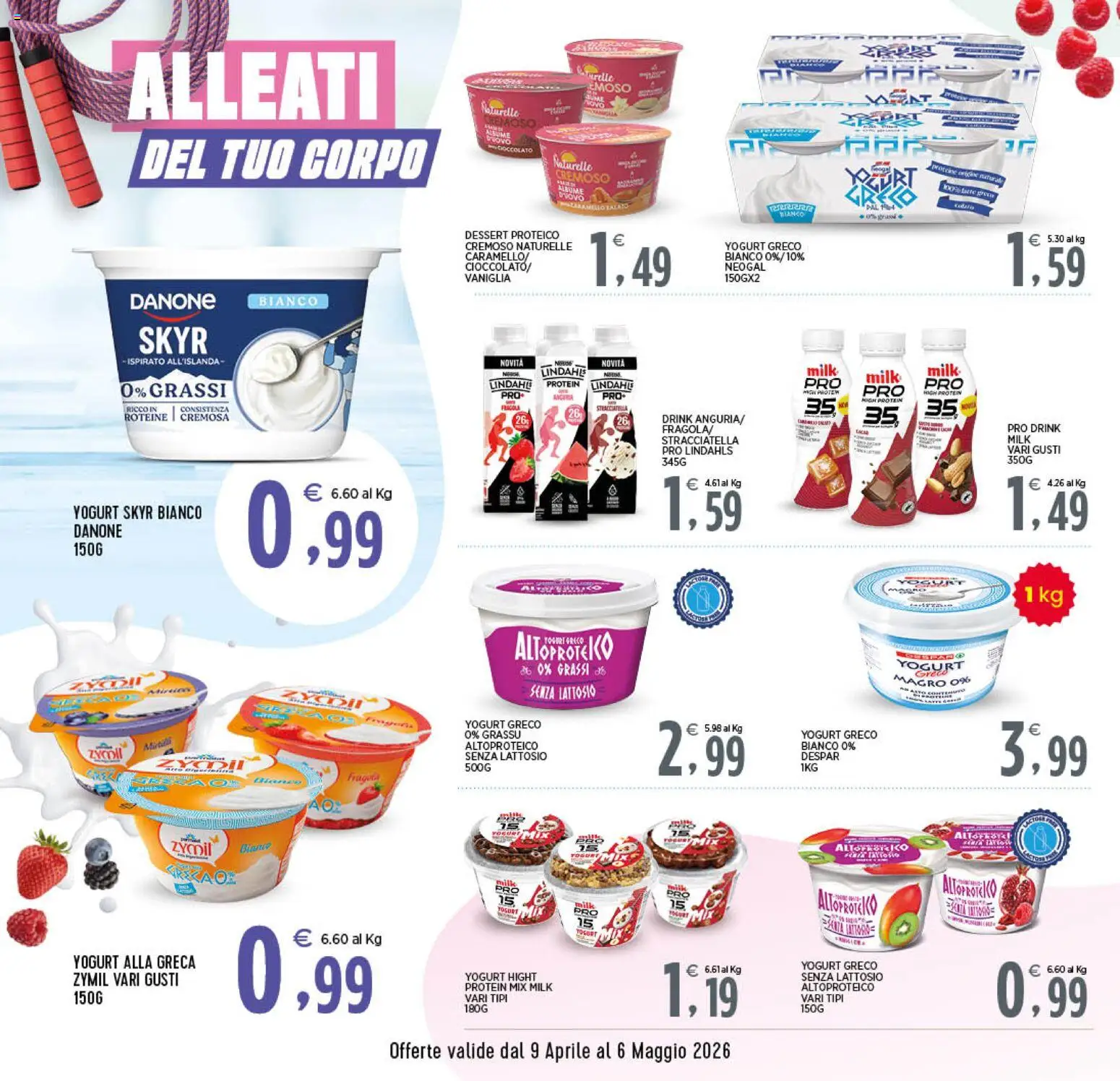 Volantino Interspar del 09.04.2026 | Pagina: 6 | Prodotti: Yogurt greco senza lattosio, Yogurt, Mirtilli, Stracciatella