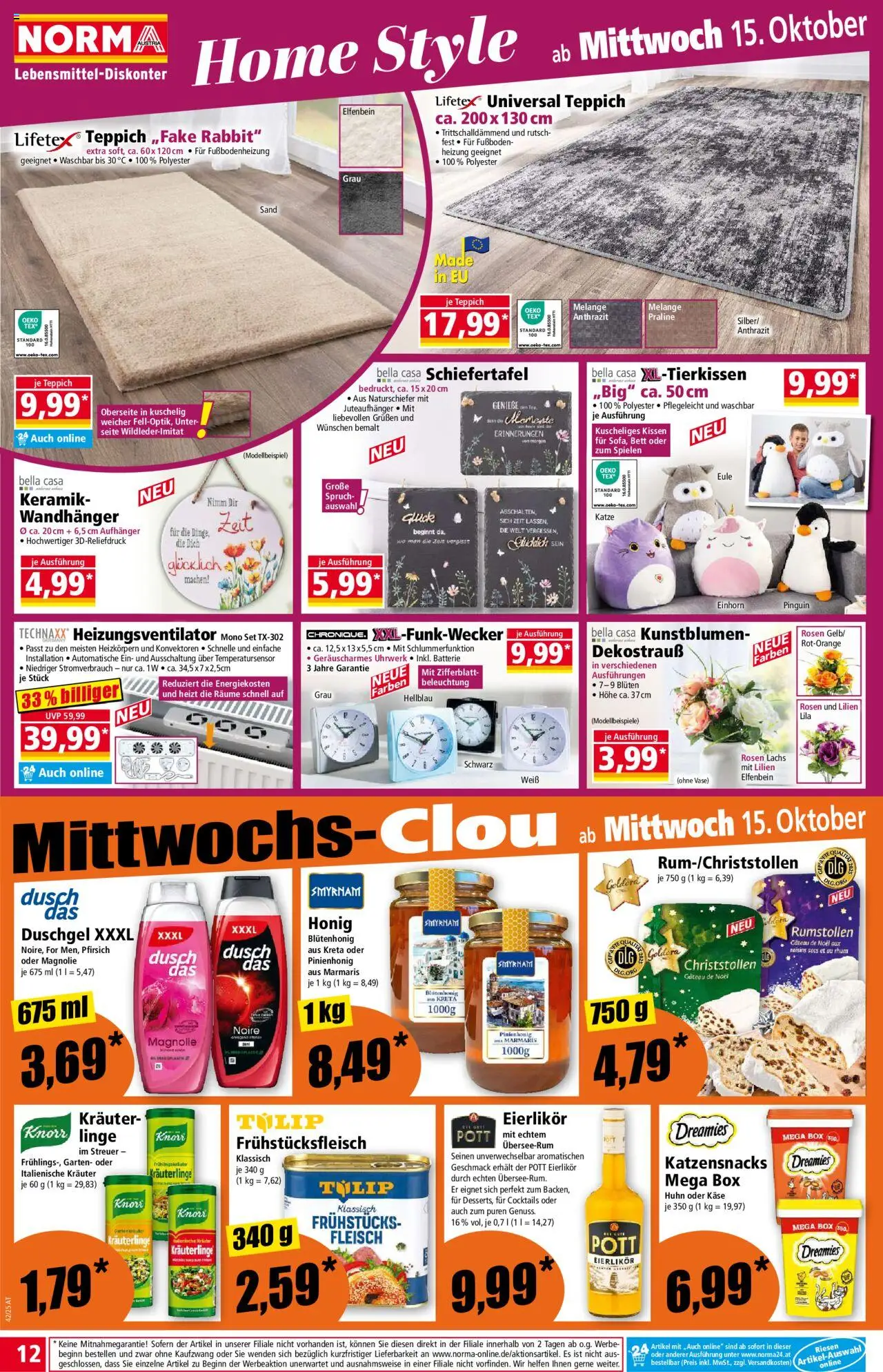 Norma Flugblatt gültig ab 13.10.2025 | Seite: 12 | Produkte: Kissen, Box, Vase, Duschgel