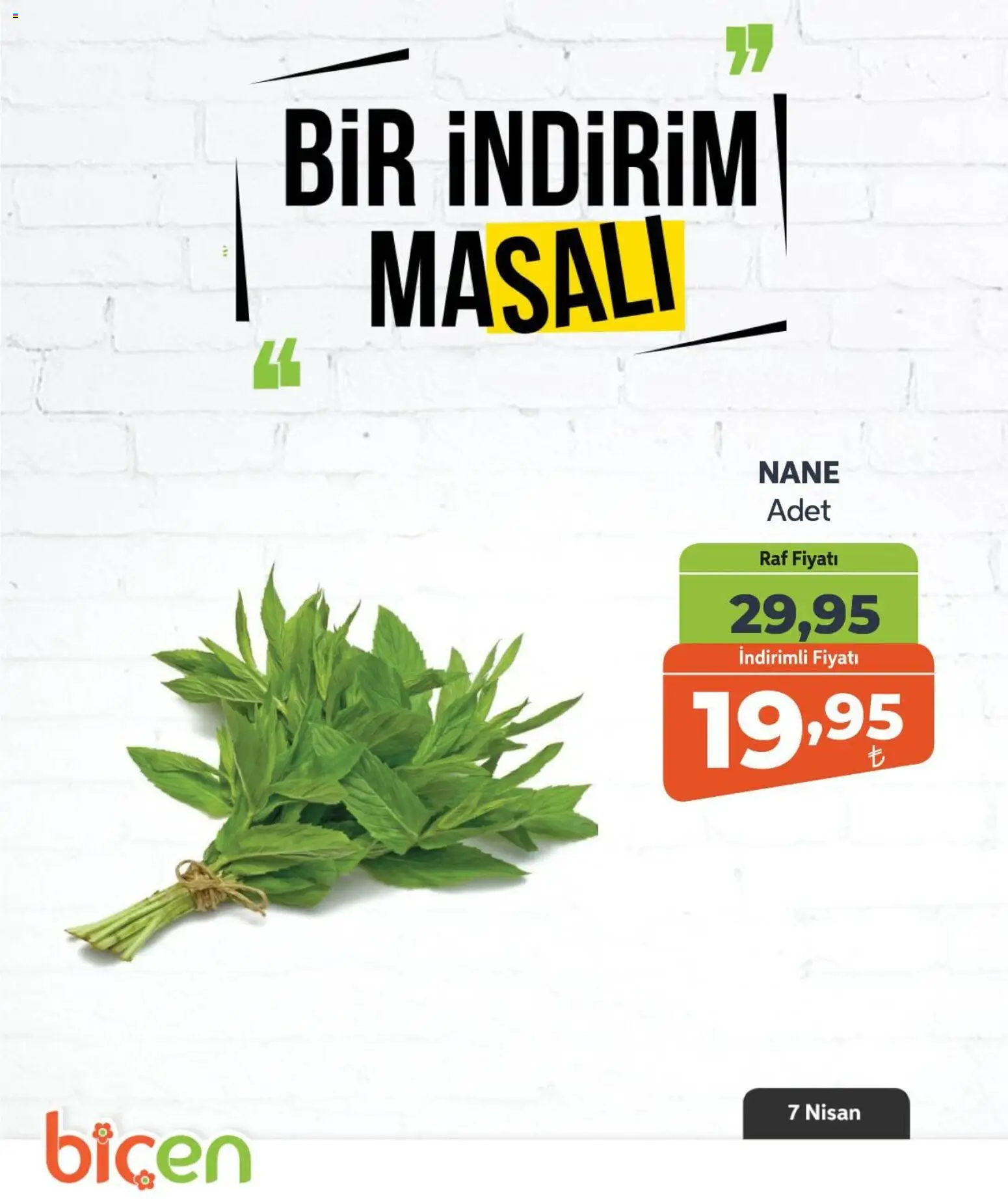 Biçen Market - Bir İndirim MaSalı - sebze - 07.04.2026 tarihinden itibaren geçerlidir | Sayfa: 5 | Ürünler: Raf, Nane