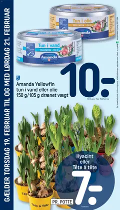 Amanda Yellowfin tun i vand eller olie, Amanda Yellowfin tuna in water or oil, 150 g/105 g drained weight gyldig fra 14.02.2026 | Side: 24