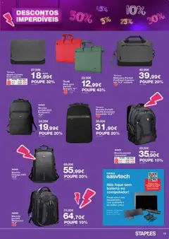 Pré-visualização Staples - Descontos Imperdíveis válido de 09.03.2026 | Página: 13 | Produtos: Mochila, Computador, Bateria
