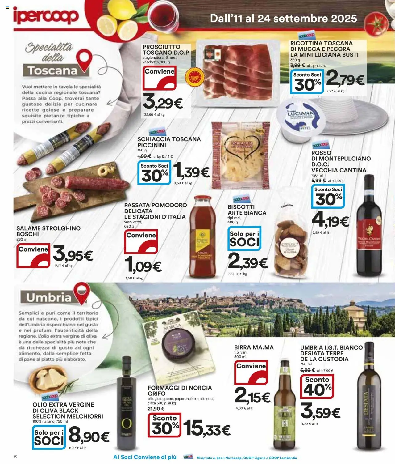 Volantino Ipercoop del 11.09.2025 | Pagina: 20 | Prodotti: Pane, Pomodoro, Olio, Vaso