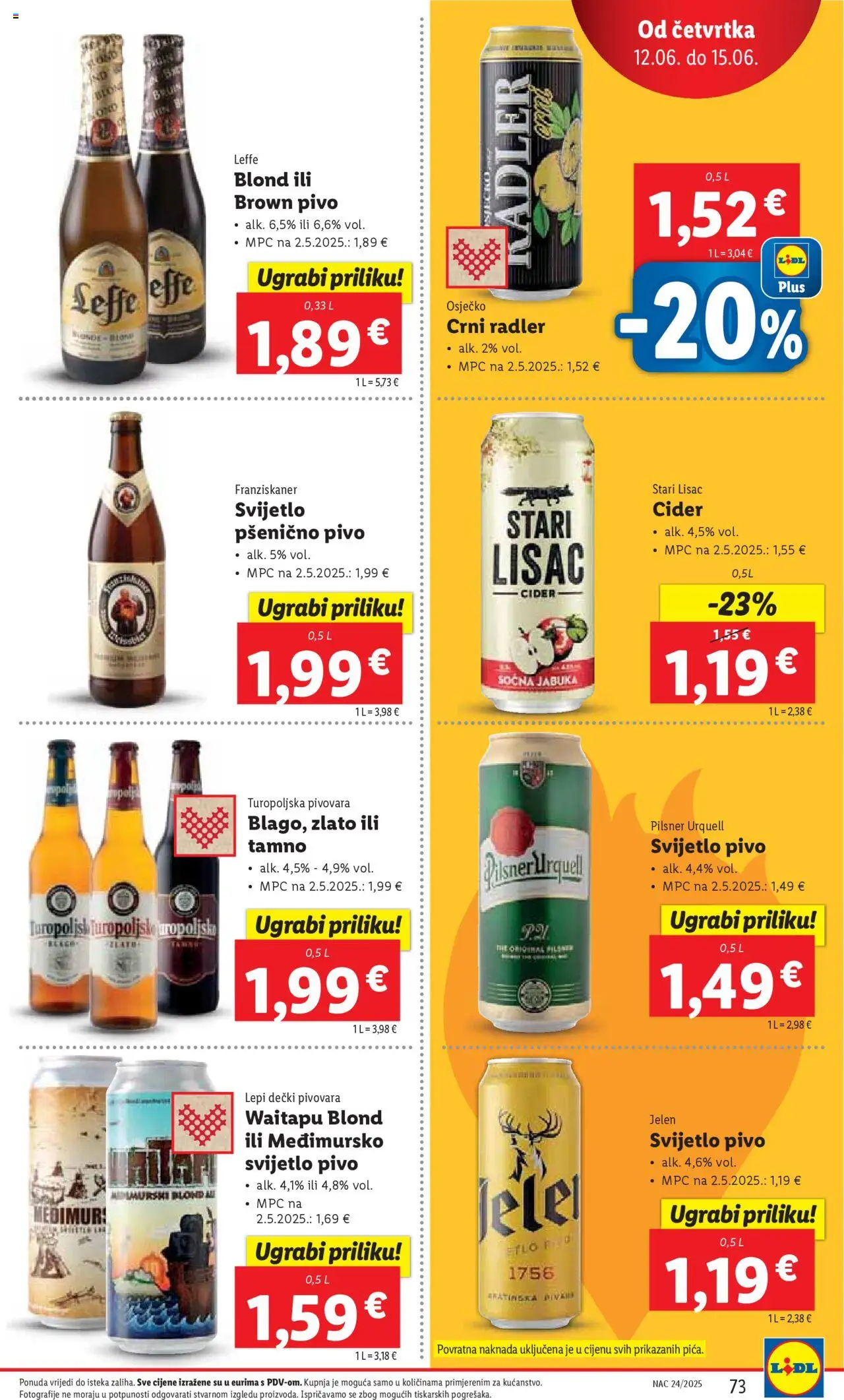 Lidl katalog | vrijedi od 09.06.2025 | Stranica: 73 | Proizvodi: Radler, Pivo, Jabuka