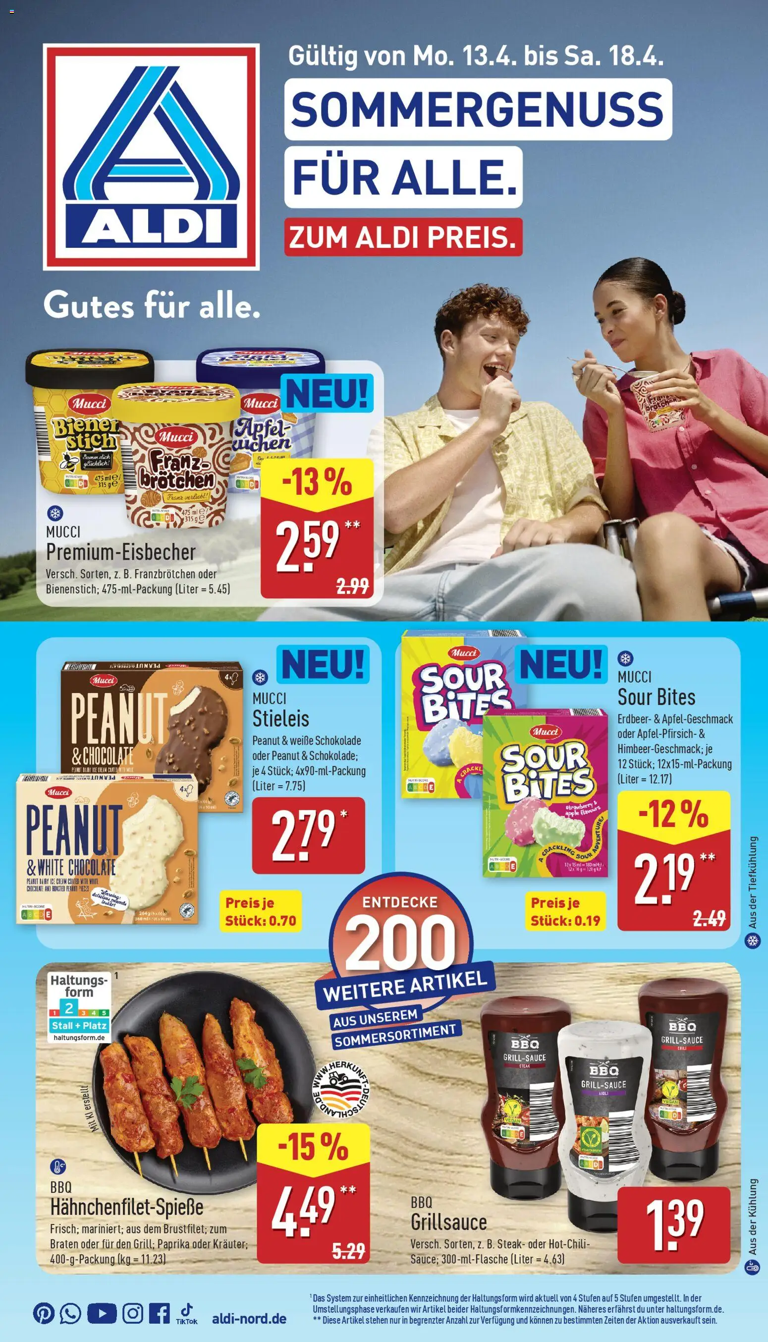 Aldi Prospekt 	 – gültig ab 13.04.2026 | Seite: 1 | Produkte: Schokolade, Äpfel, Apple, Paprika