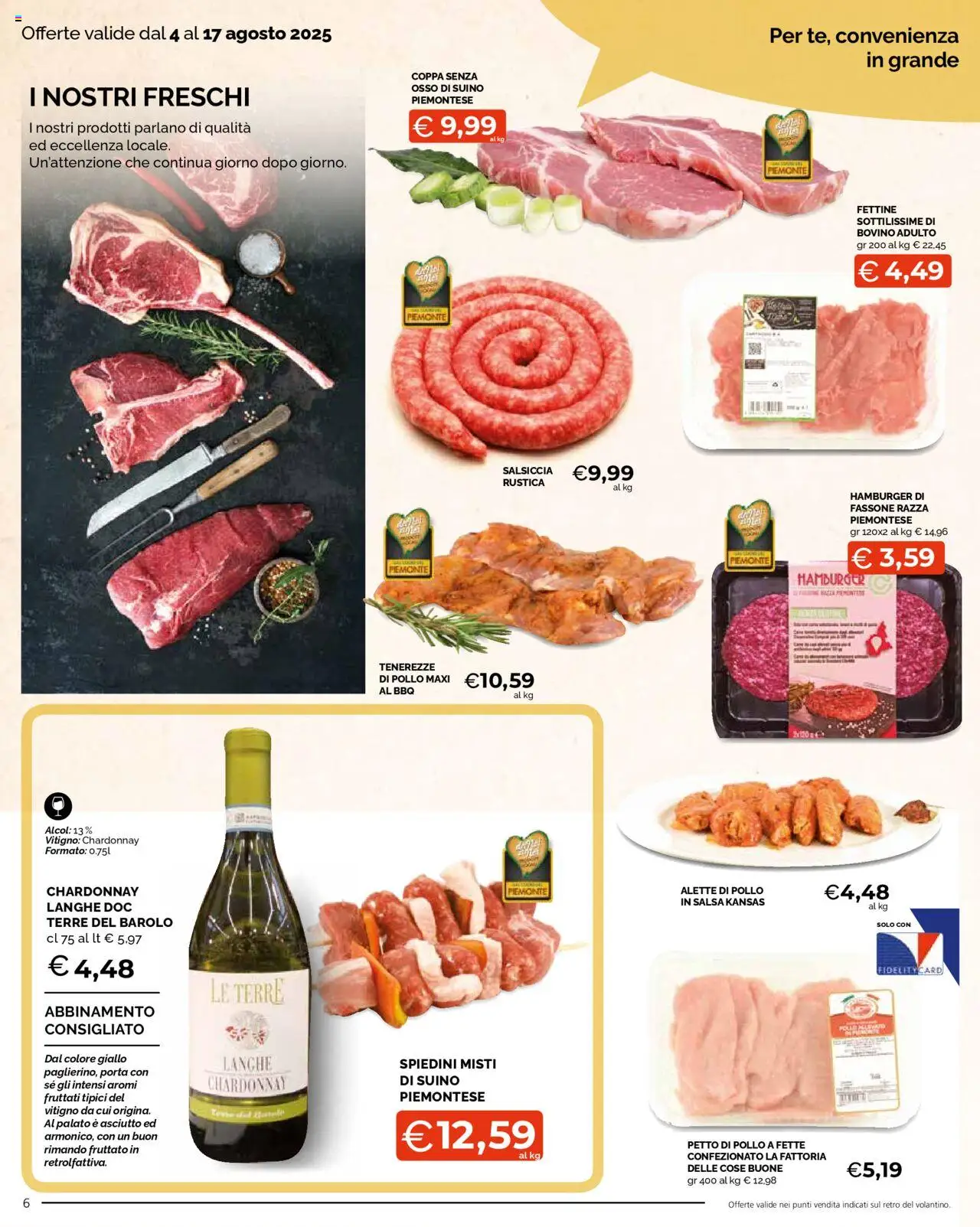 Volantino Mercatò del 04.08.2025 | Pagina: 6 | Prodotti: Bovino, Petto di Pollo, Salsa, Salsiccia