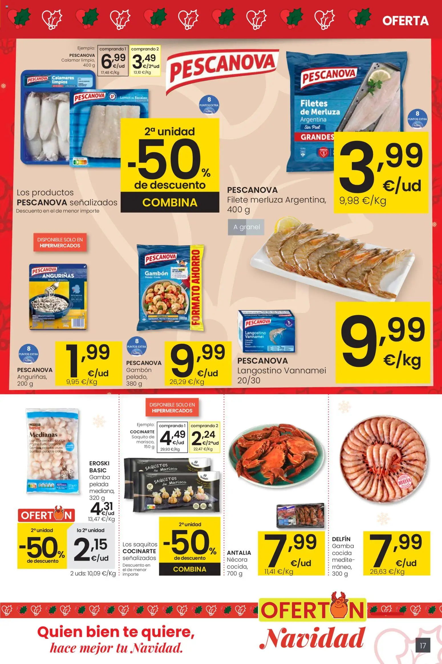 Eroski - Ofertón Navidad  │ válido desde el 27.11.2025 | Página: 17 | Productos: Calamares, Té, Filete, Langostino