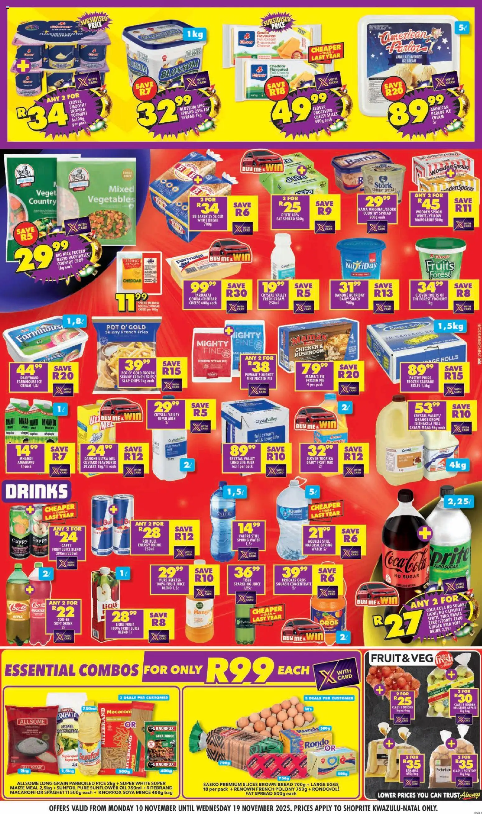 New Shoprite catalogue – valid from 10.11.2025 | Page: 3 | Products: Custard, Milk, Fat spread, Mango