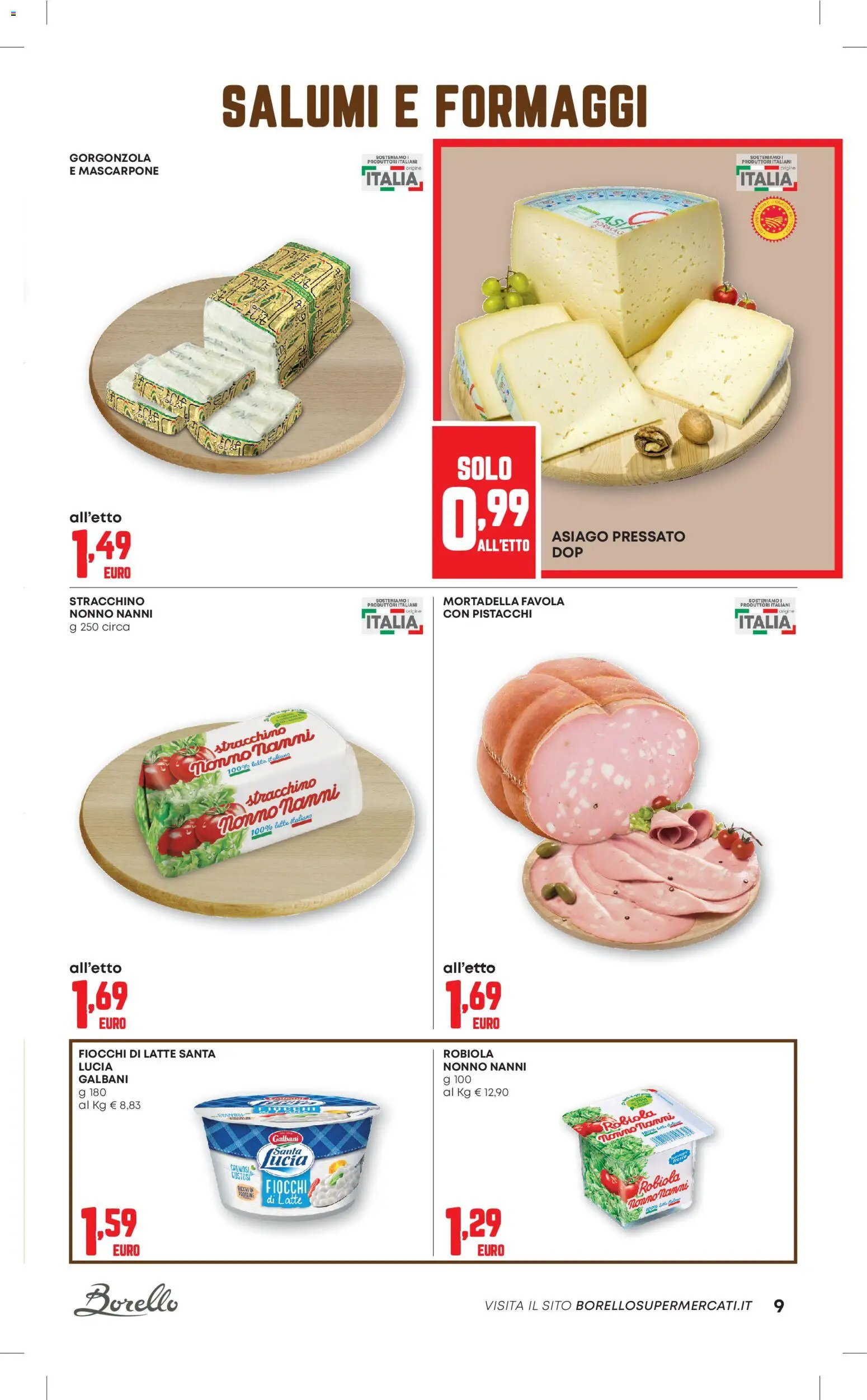 Volantino Borello Supermercati del 20.11.2025 | Pagina: 9 | Prodotti: Fiocchi, Stracchino, Mascarpone, Robiola