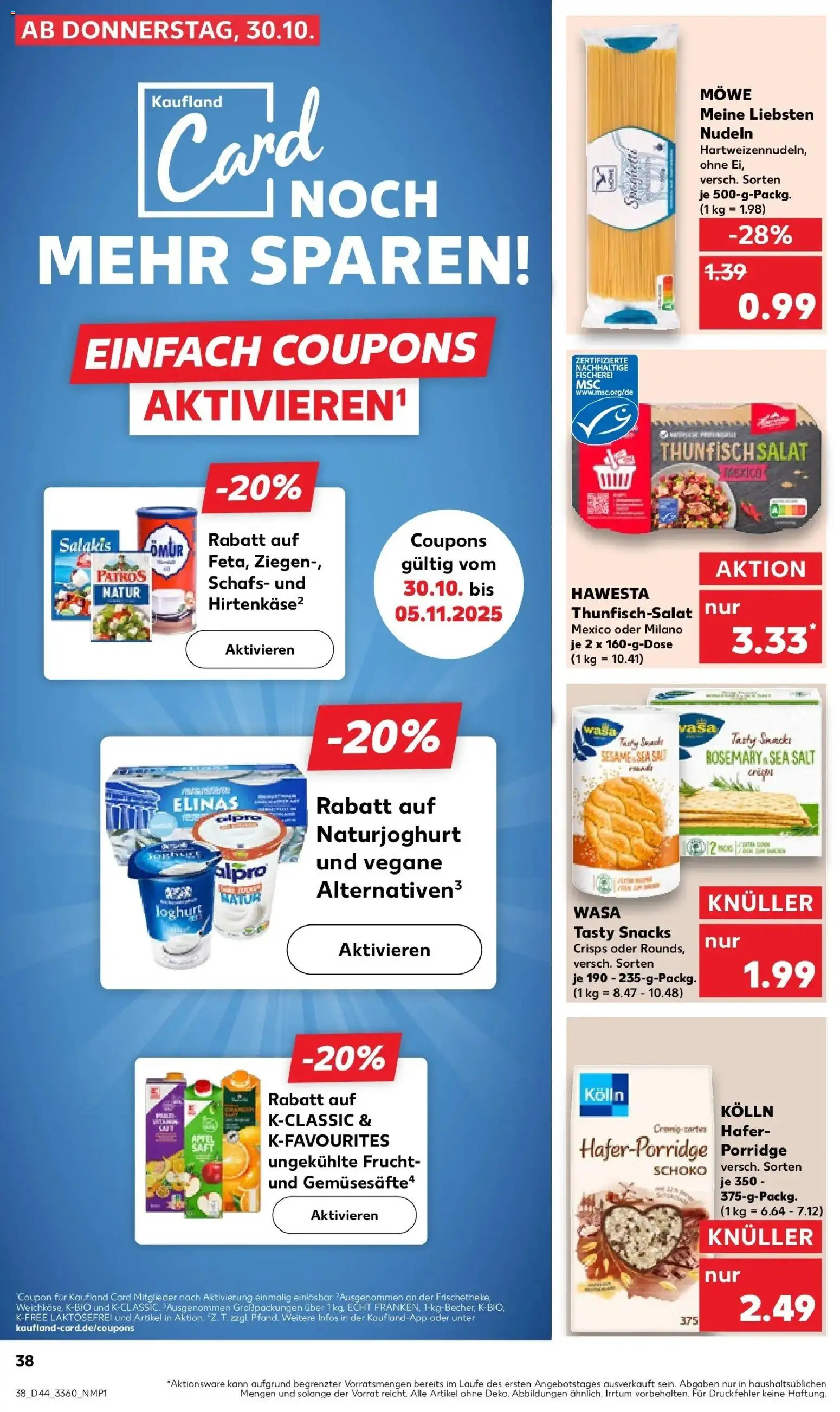 Kaufland prospekt Rathenow	 – gültig ab 03.11.2025 | Seite: 38 | Produkte: Äpfel, Patros, Saft, Nudeln