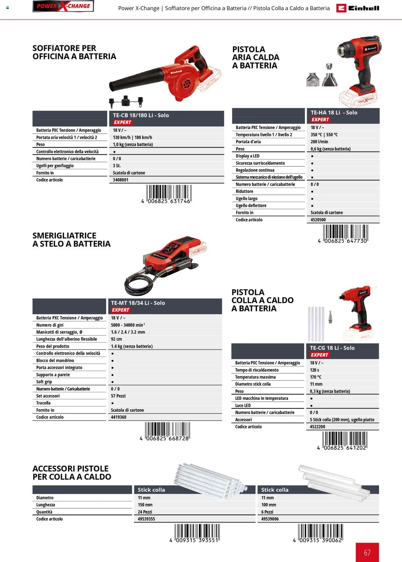 Volantino Einhell del 06.02.2025 | Pagina: 67 | Prodotti: Colla, Smerigliatrice, Batteria, Batterie