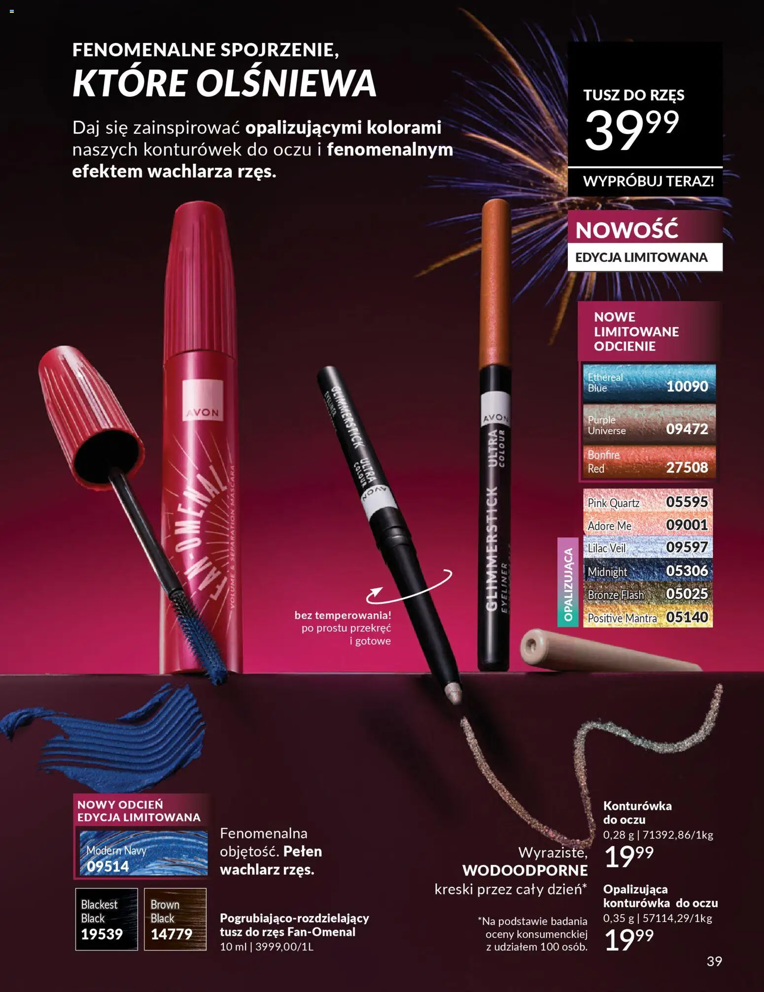 Avon Katalog 1 2026 od 01.01.2026 | Strona: 38 | Produkty: Tusz do rzęs, Eyeliner, Konturówka
