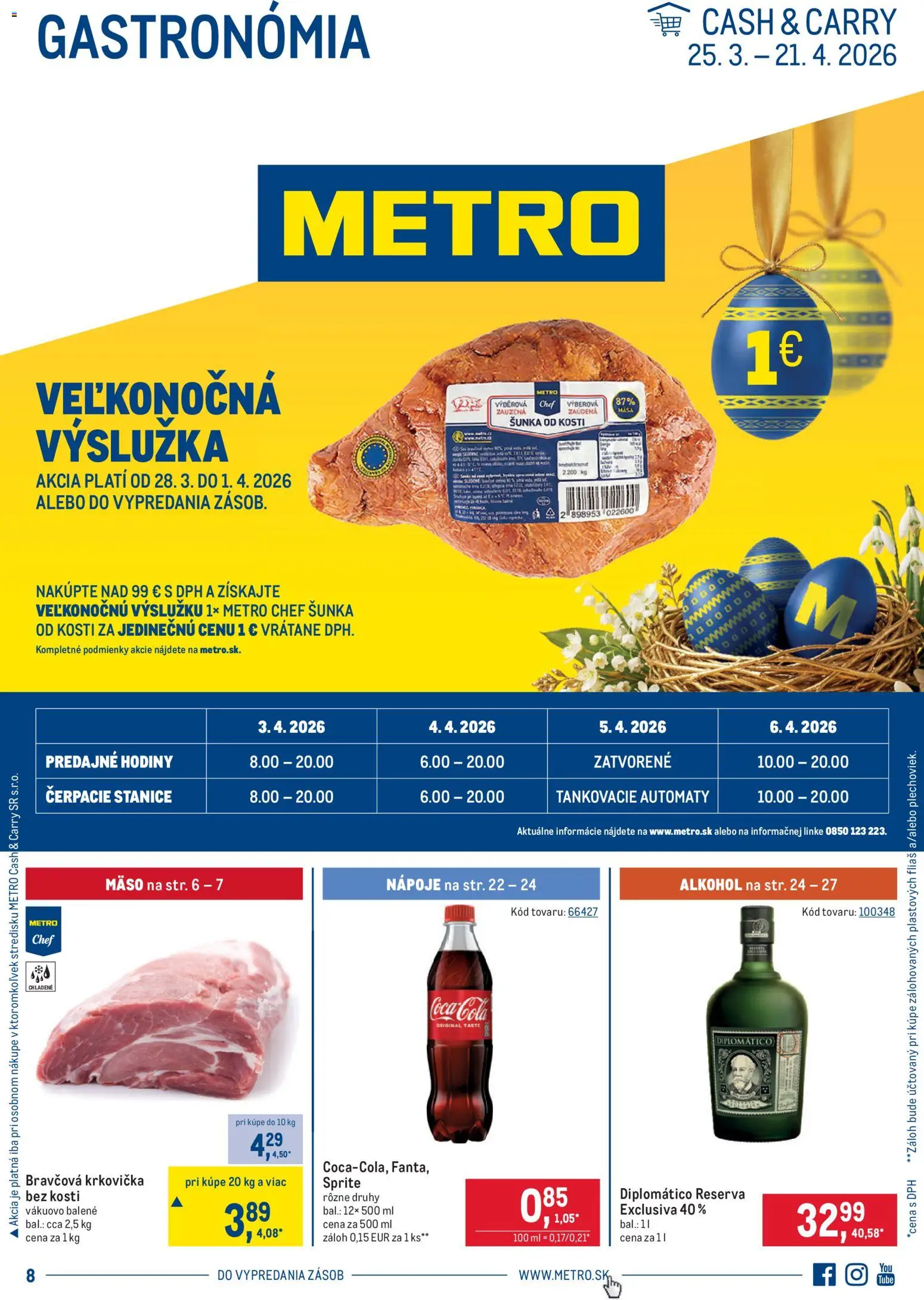 Nové Metro akcie – leták je platný od 25.03.2026 | Strana: 1 | Produkty: Hodiny, Diplomatico, Krkovička, Alkohol