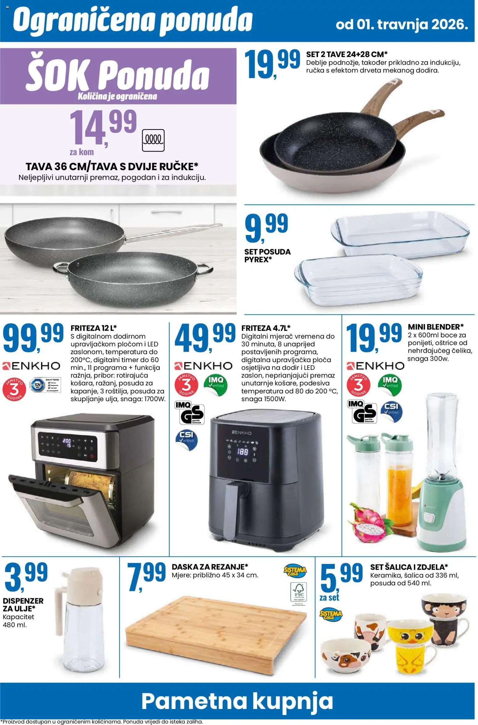 Eurospin katalog | vrijedi od 01.04.2026 | Stranica: 14 | Proizvodi: Friteza, Sok, Tava, Šalica