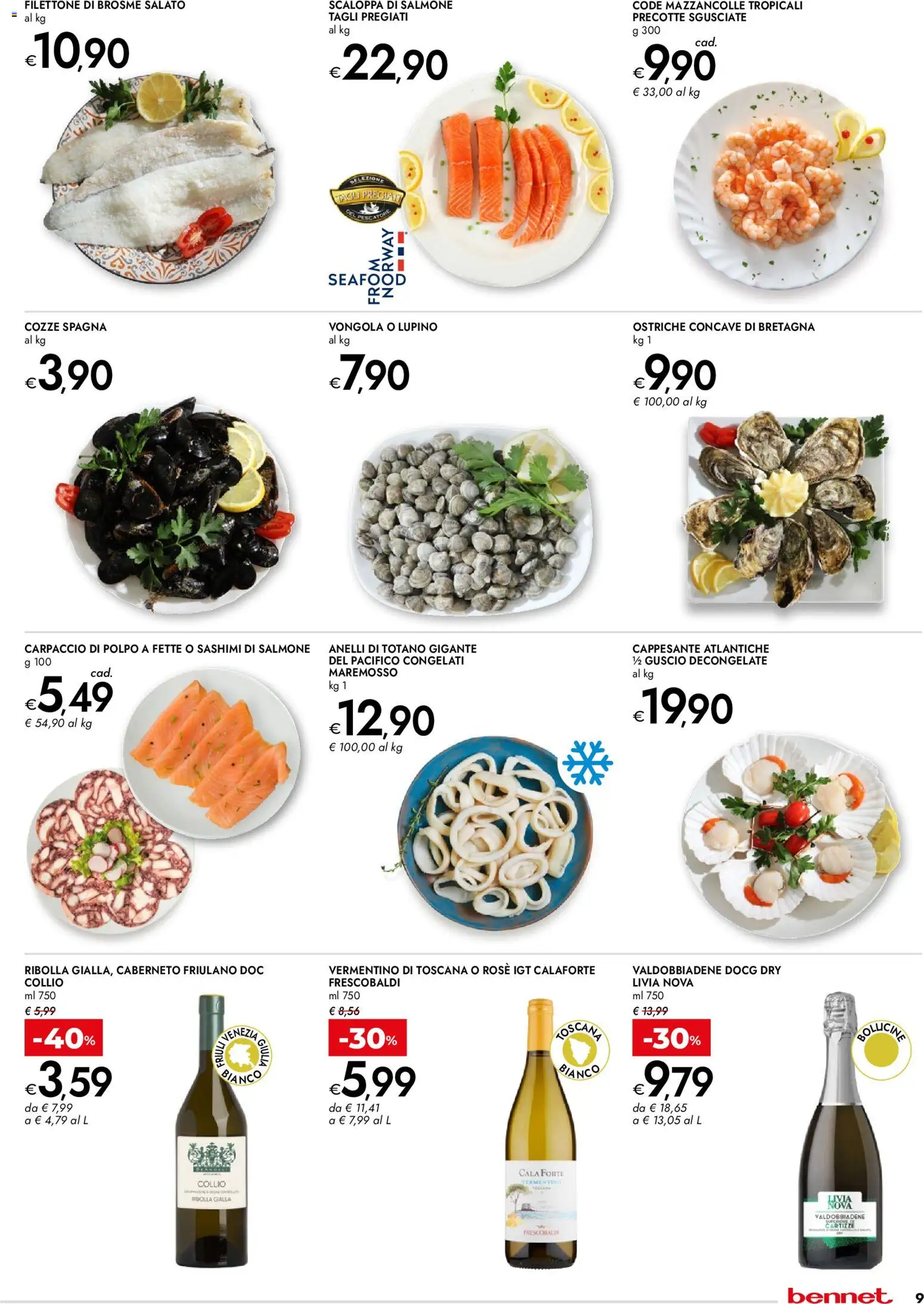Volantino bennet del 18.12.2025 | Pagina: 9 | Prodotti: Cozze, Polpo, Mazzancolle, Totano