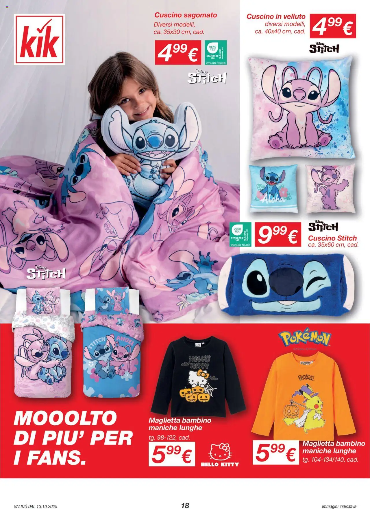 Volantino KiK del 13.10.2025 | Pagina: 18 | Prodotti: Maglietta, Cuscino