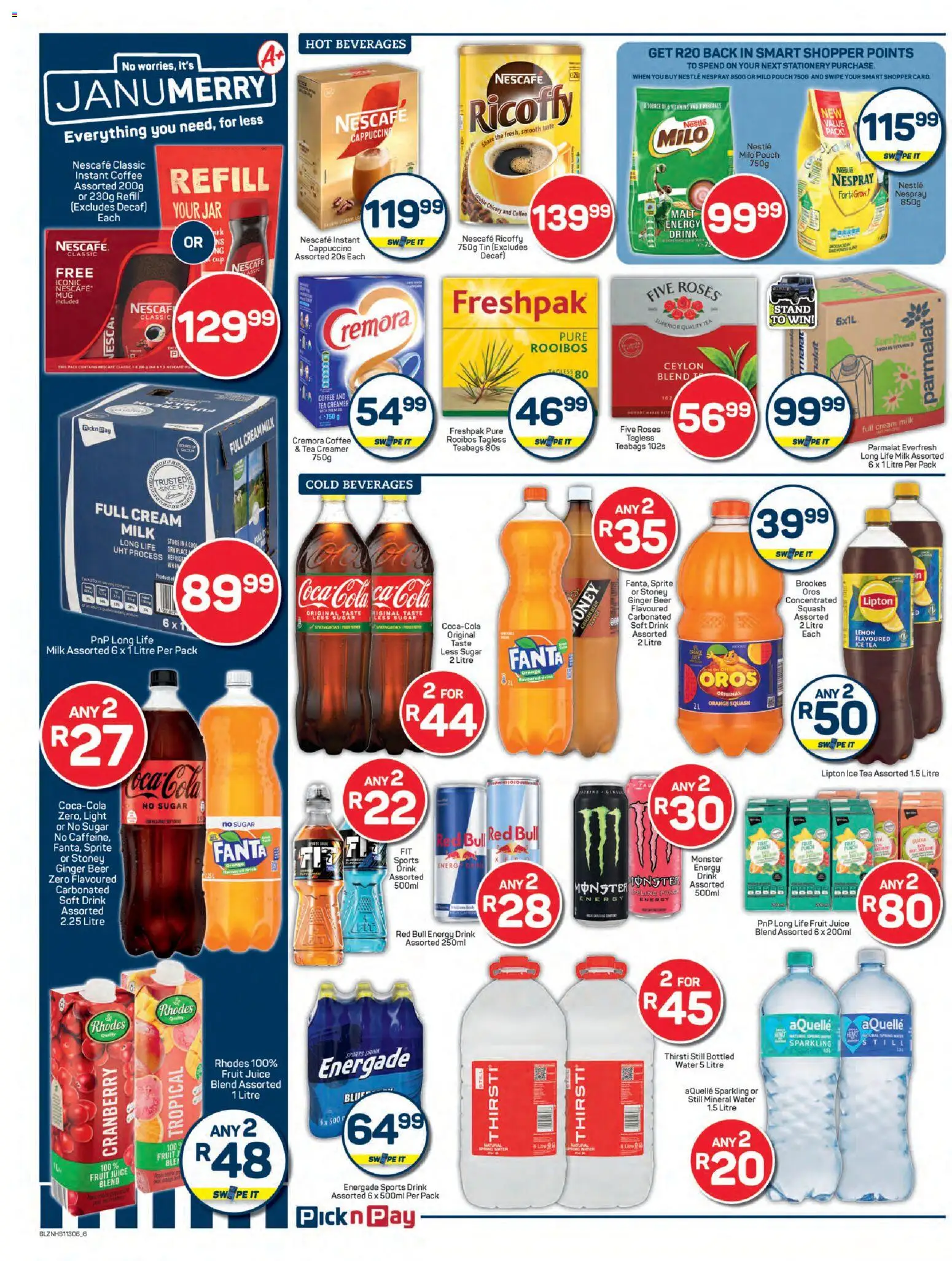 New Pick n Pay catalogue – valid from 23.01.2026 | Page: 6 | Products: Cesto para colada, Tea, Cream, Sugar