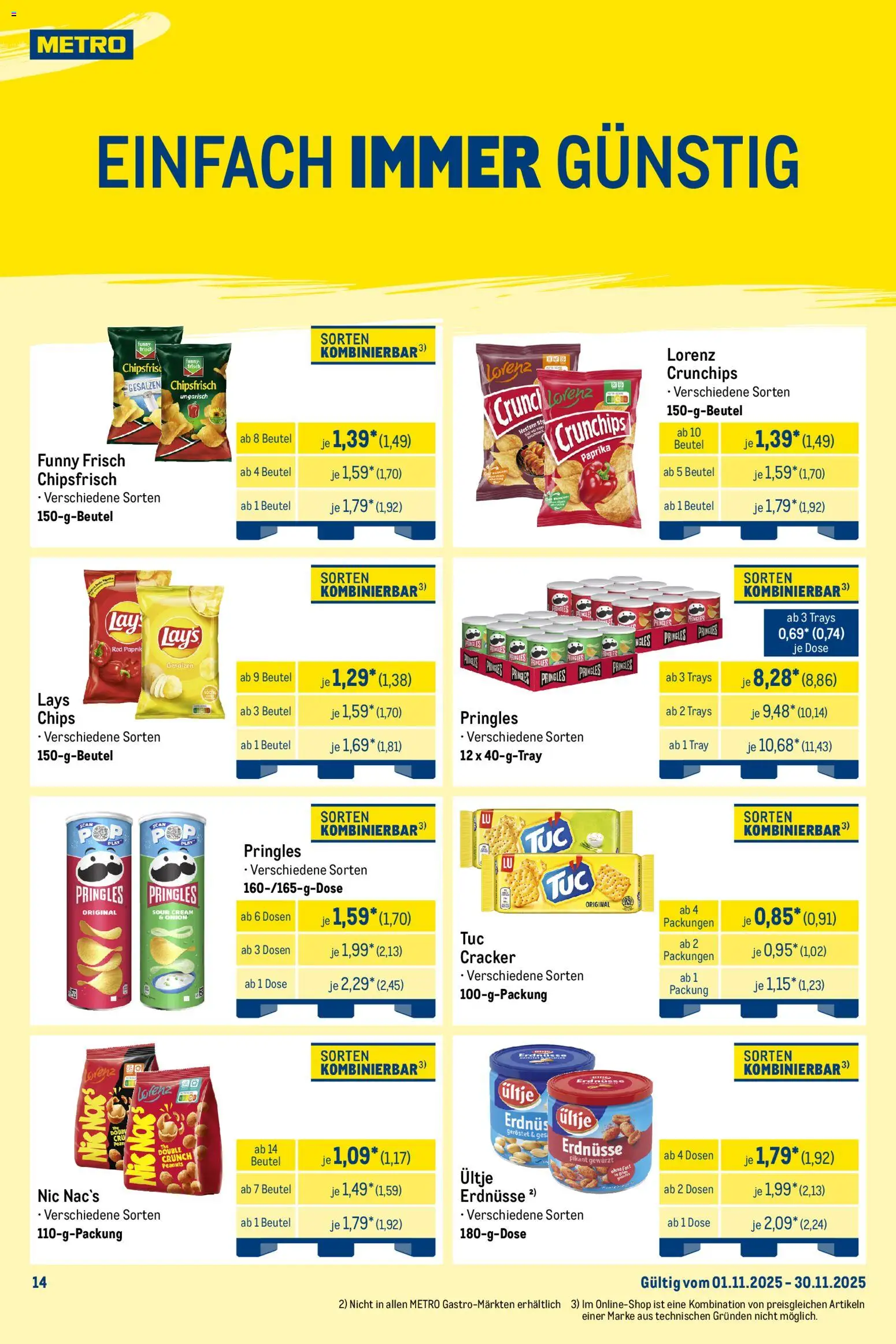 Metro Wochen-Angebote Händler – gültig ab 17.11.2025 | Seite: 23 | Produkte: Ultje erdnusse, Funny frisch, Paprika, Pringles