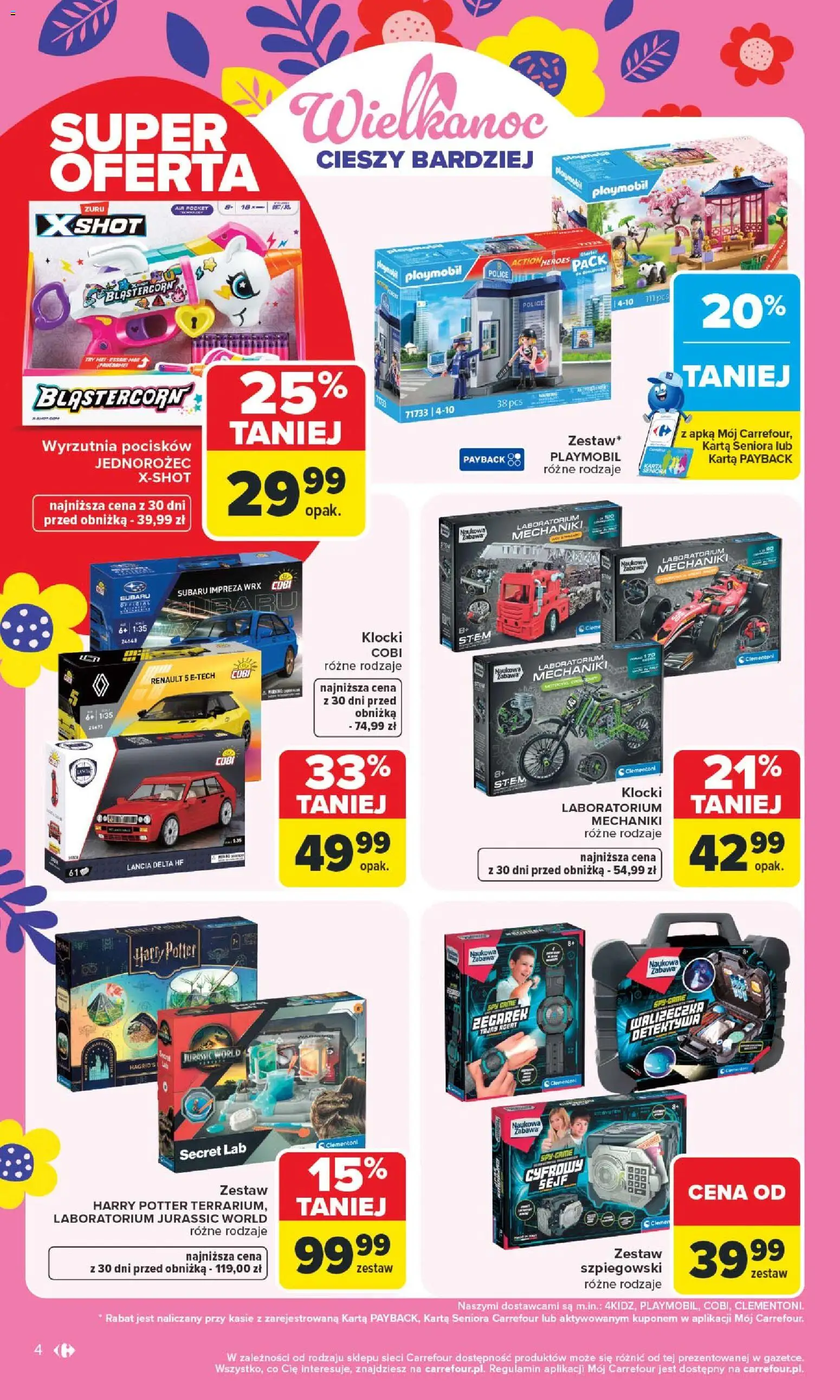 Carrefour gazetka - Łap Wielkanocne okazje od 16.03.2026 | Strona: 4 | Produkty: Karta, Zegarek, Jednorożec, Wyrzutnia
