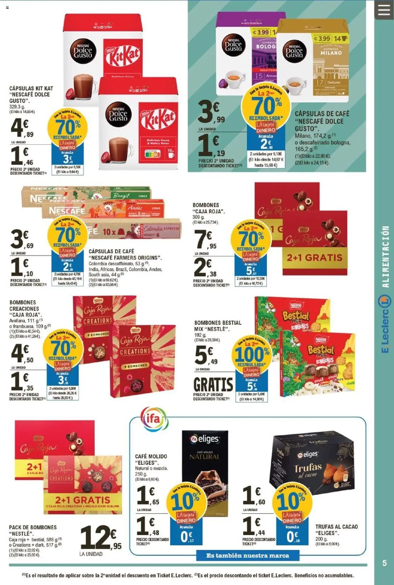 E.Leclerc folleto │ válido desde el 07.10.2025 | Página: 5 | Productos: Café, Café molido, Φρυγανιές σικάλεως, Caja