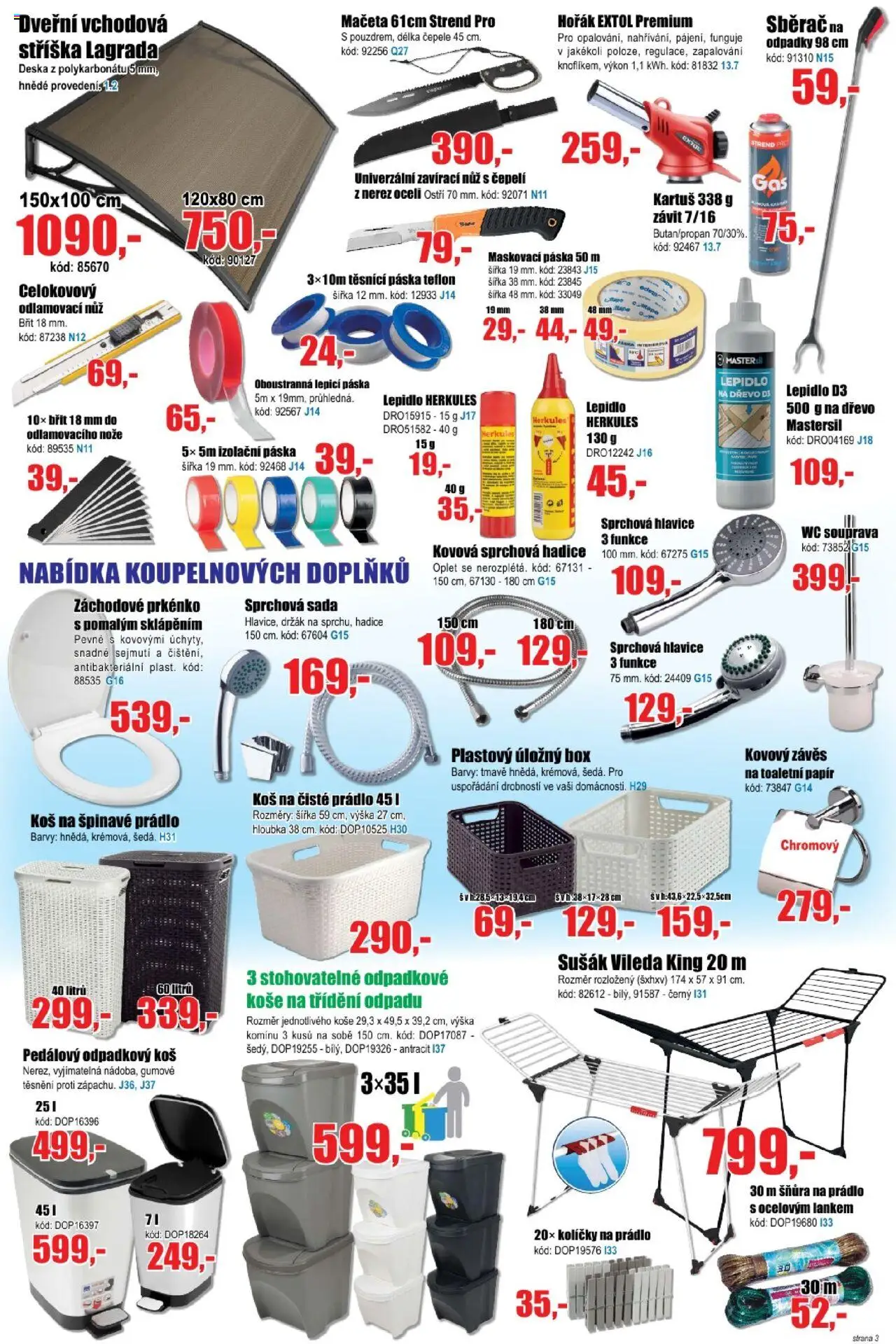 Eva supermarket leták od 20.08.2025 | Strana: 3 | Produkty: Závěs, Kolíčky, Wc, Koš na špinavé prádlo