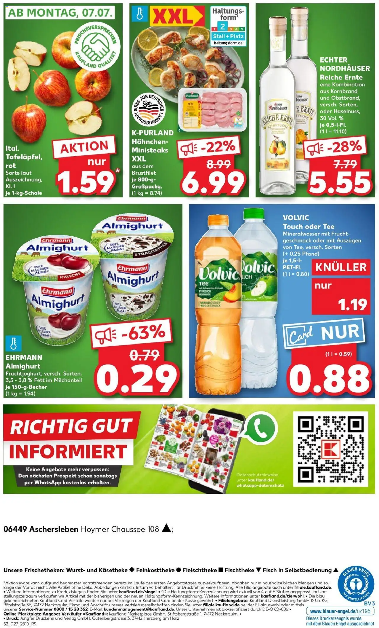 Kaufland prospekt Aschersleben	 - gültig ab dem 03.07.2025 | Seite: 52 | Produkte: Ehrmann almighurt, Volvic touch, Mineralwasser, Wurst