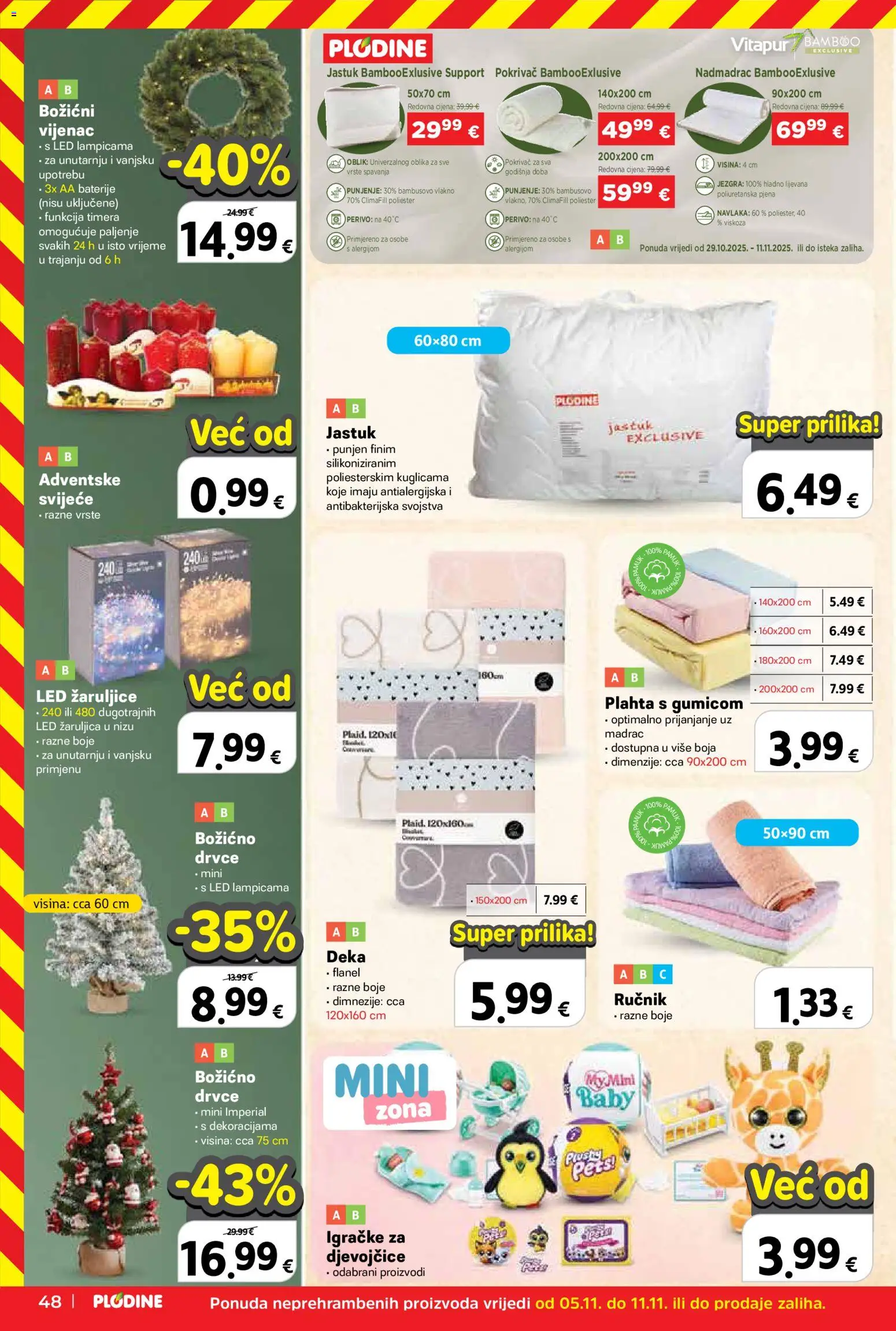 Plodine katalog | vrijedi od 05.11.2025 | Stranica: 48 | Proizvodi: Pokrivač, Ručnik, Plahta, Baterije
