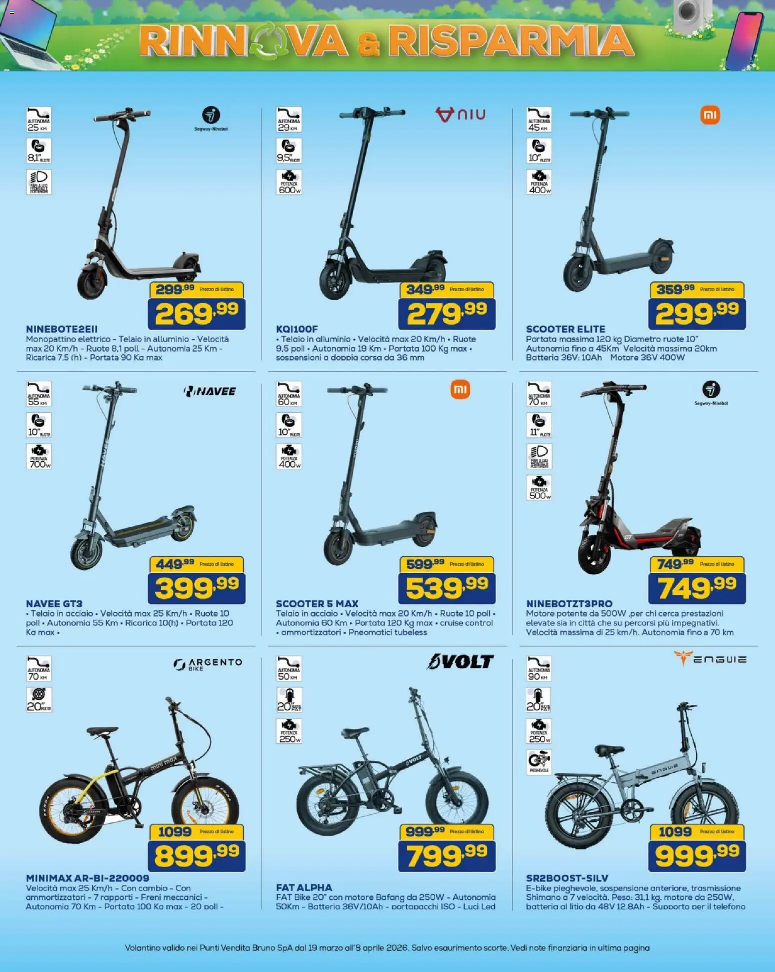 Volantino BRUNO del 19.03.2026 | Pagina: 16 | Prodotti: Monopattino, Telefono, Batteria, Monopattino elettrico