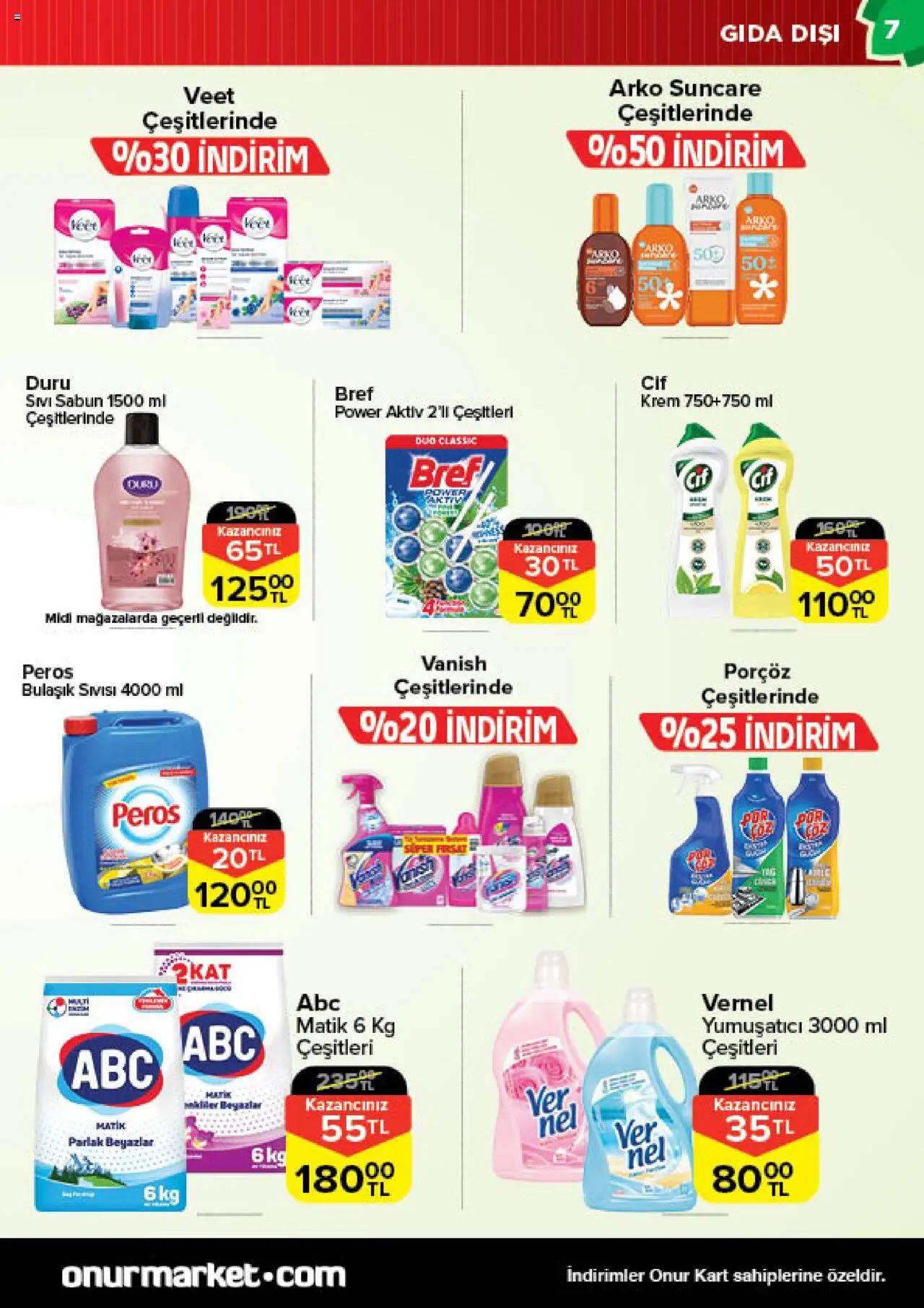 Onur Market Katalog - 05.08.2025 tarihinden itibaren geçerlidir | Sayfa: 7 | Ürünler: Krem, Sabun, Yumuşatıcı