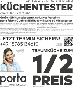 Porta! Küchentester gesucht  ab 14.09.2025 gültig
