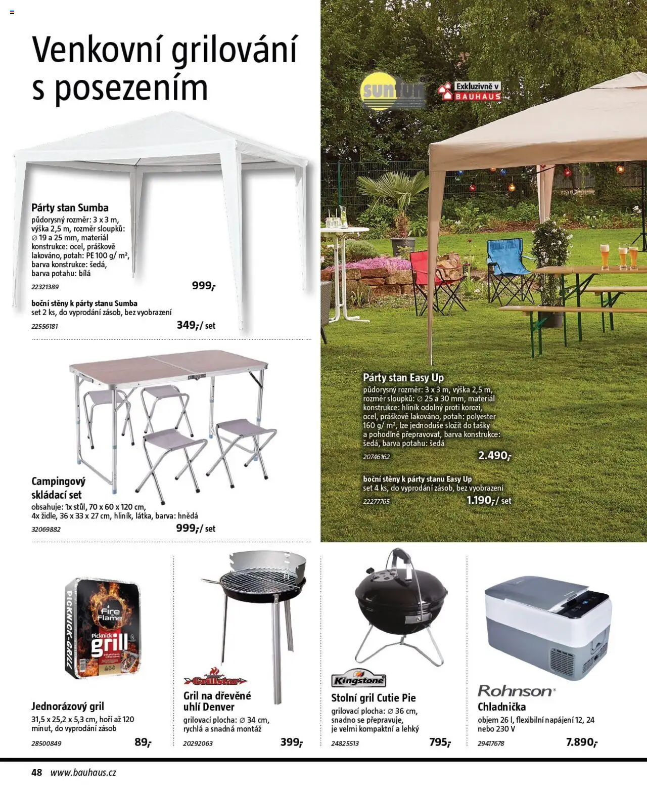 Bauhaus katalog Grilování od 26.06.2025 | Strana: 48 | Produkty: Dřevěné uhlí, Tašky, Chladnička, Stan