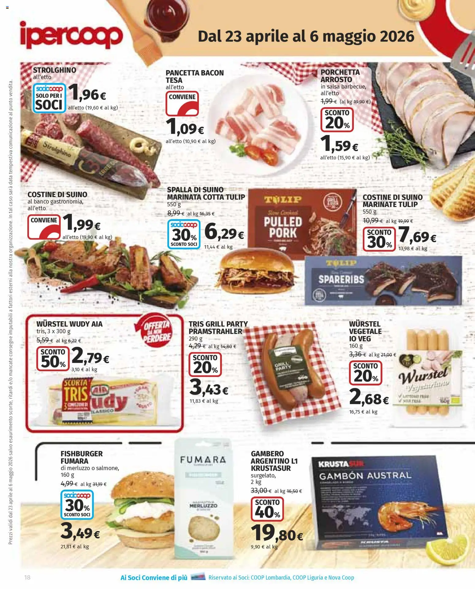 Volantino Ipercoop del 23.04.2026 | Pagina: 18 | Prodotti: Porchetta, Pancetta, Salsa, Suino