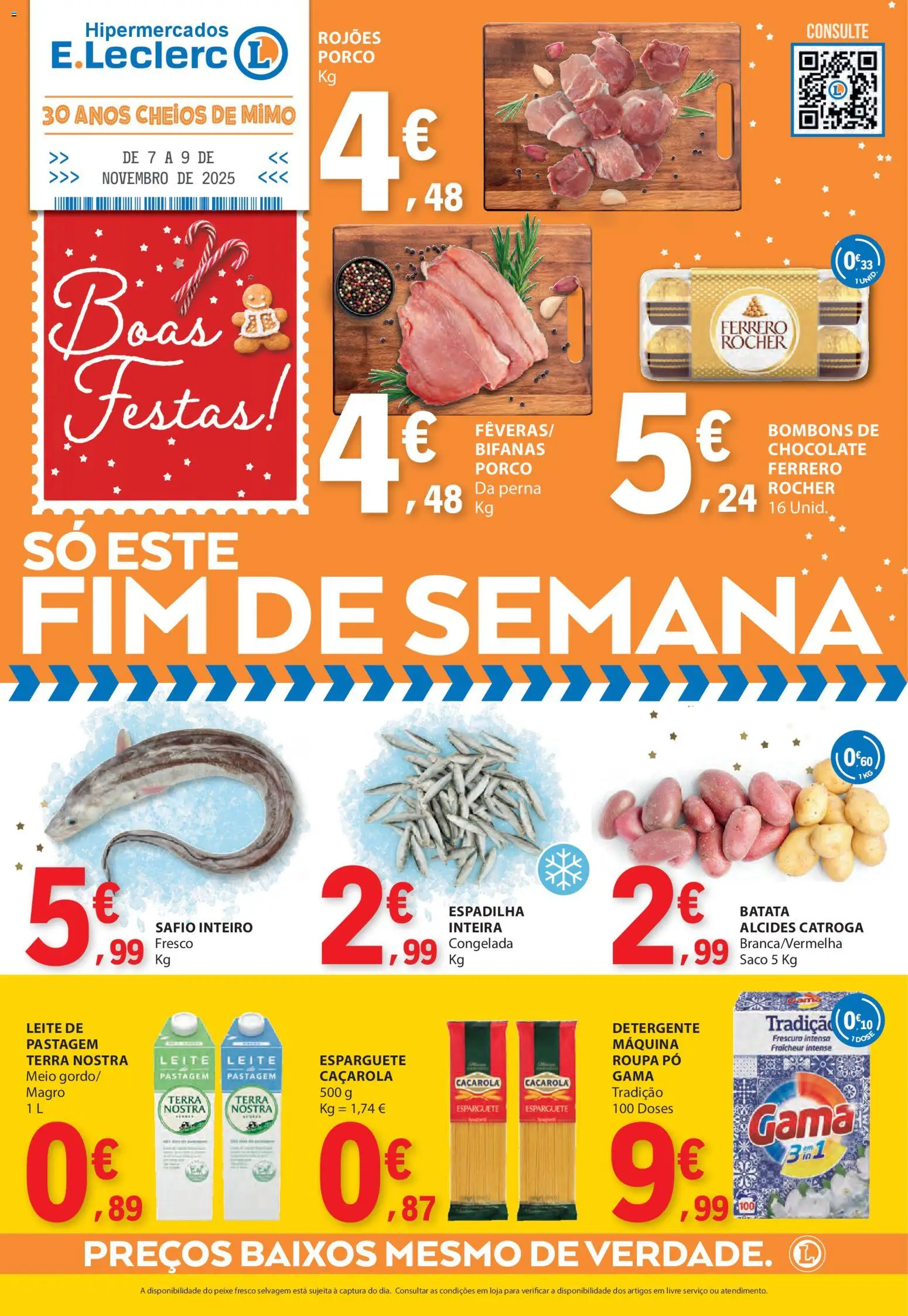 E.Leclerc Catálogo Fim de Semana │ válido de 07.11.2025 | Página: 1 | Produtos: Batata, Pó, Ferrero rocher, Leite