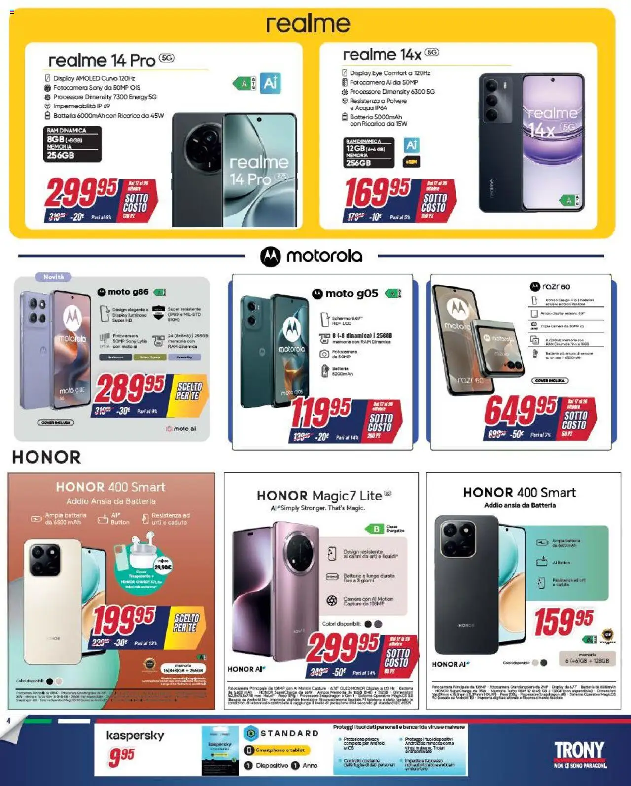 Volantino Trony del 17.10.2025 | Pagina: 4 | Prodotti: Webcam, Telefono, Fotocamera, Batteria