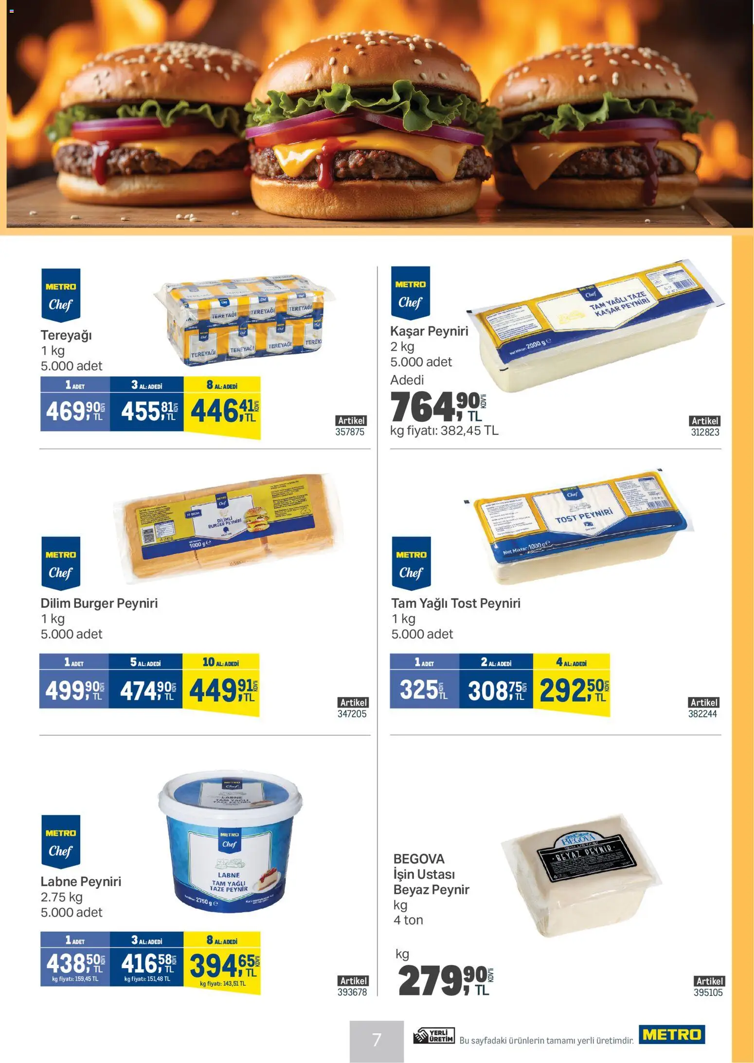 Metro - Et Tavuk ve Köfte Restoranları - 14.01.2026 tarihinden itibaren geçerlidir | Sayfa: 7 | Ürünler: Tereyağı, Peynir