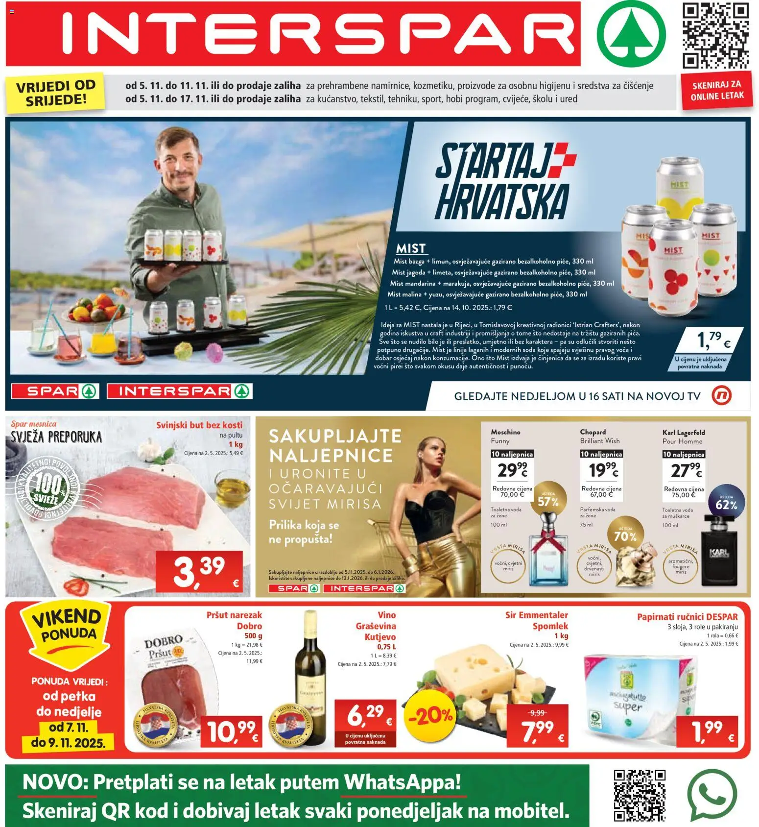 Interspar katalog | vrijedi od 05.11.2025 | Stranica: 1 | Proizvodi: Miris, Sir, Sredstva za čiščenje, Pršut