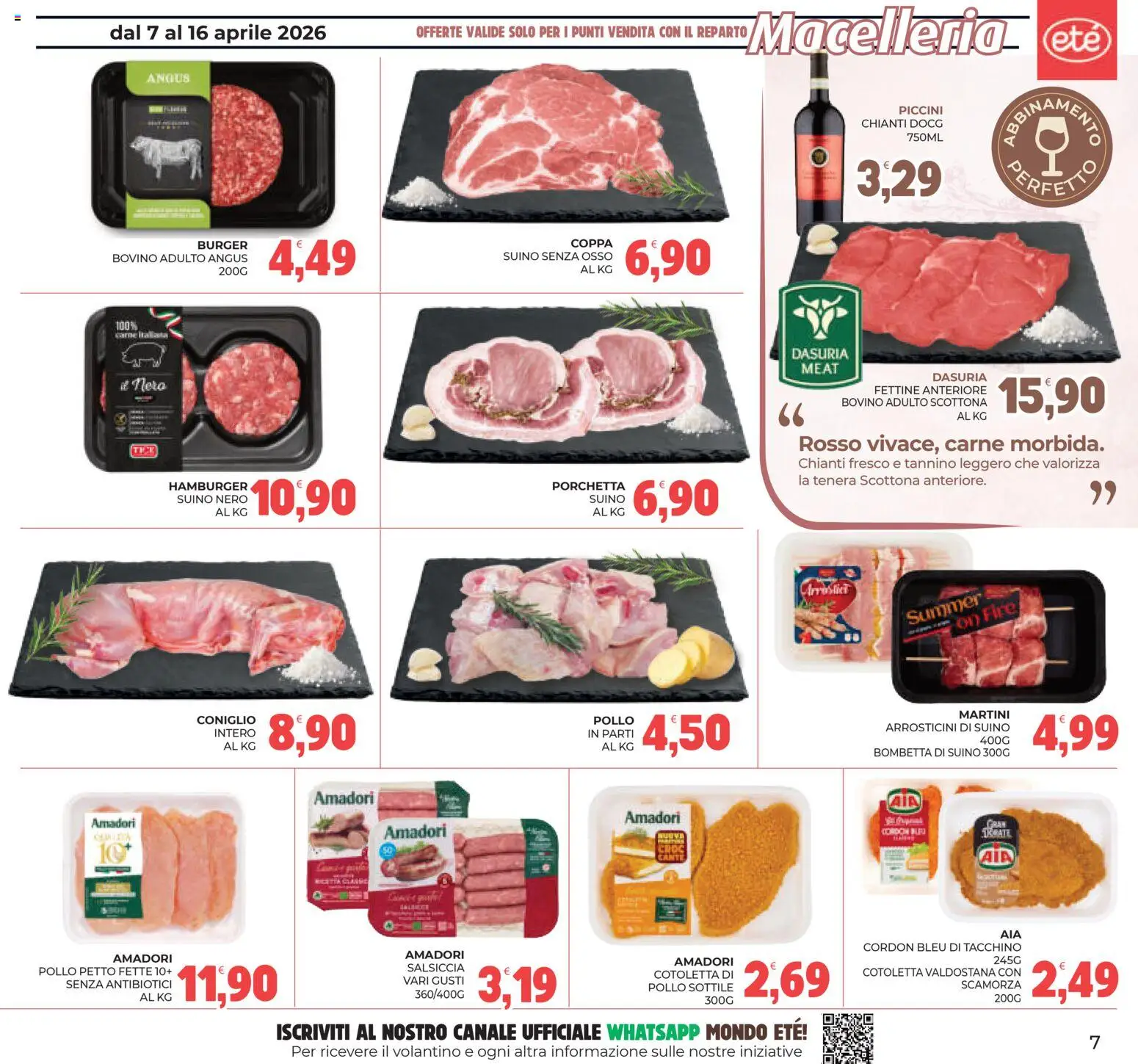 Volantino Eté del 07.04.2026 | Pagina: 7 | Prodotti: Pollo, Salsiccia, Hamburger, Arrosticini