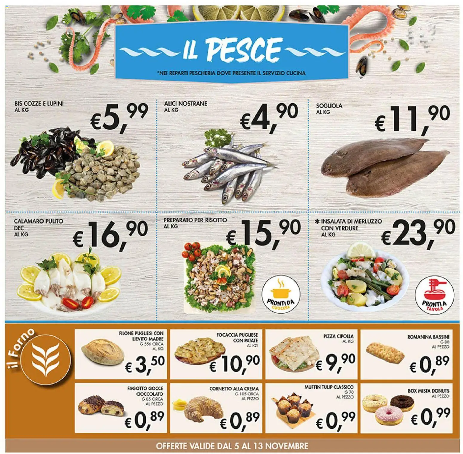 Volantino Coal del 05.11.2025 | Pagina: 13 | Prodotti: Crema, Sogliola, Focaccia, Verdure