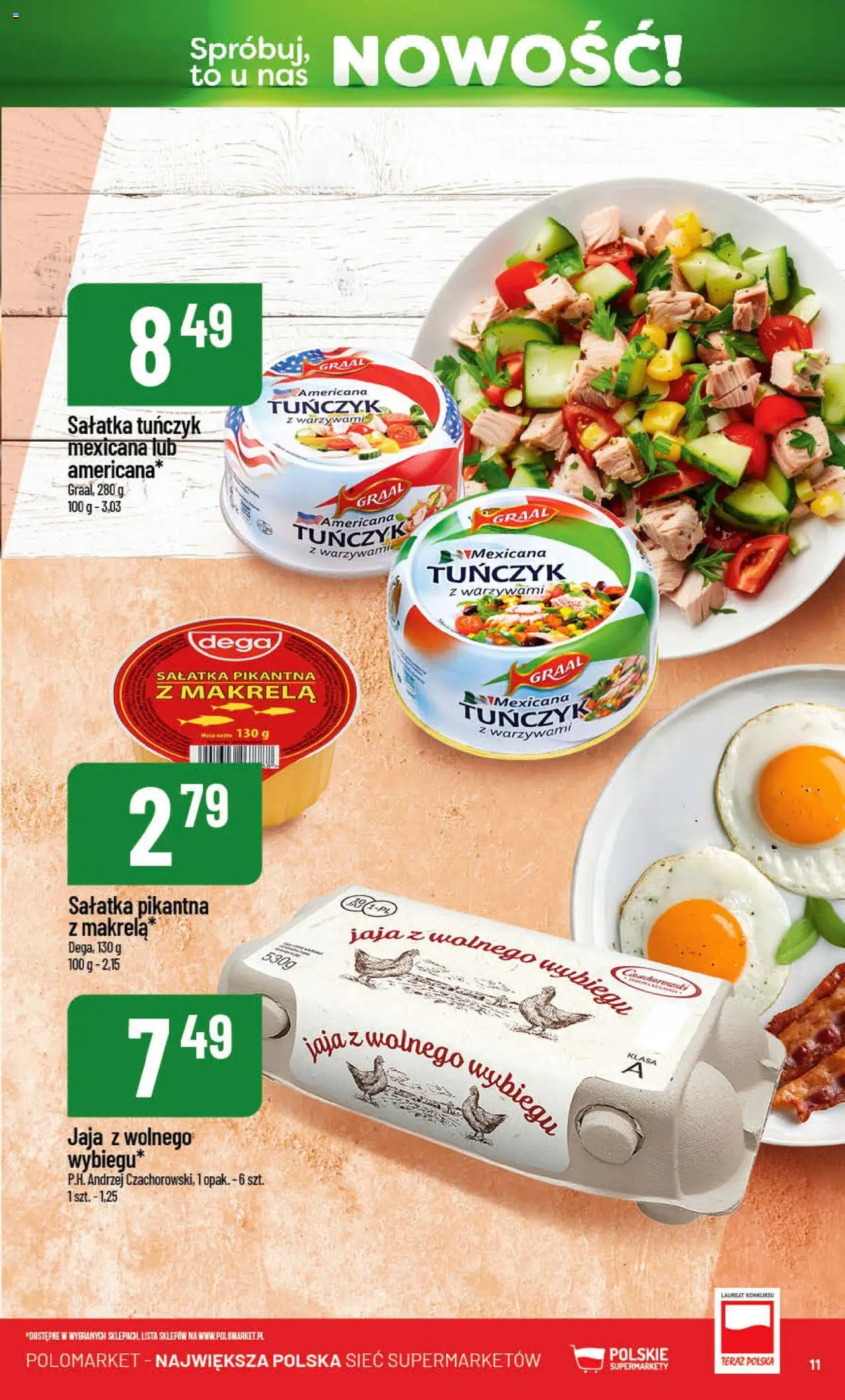 POLOmarket Gazetka - Nowości od 14.08.2025 | Strona: 11 | Produkty: Makrela, Tuńczyk, Sałatka, Jaja