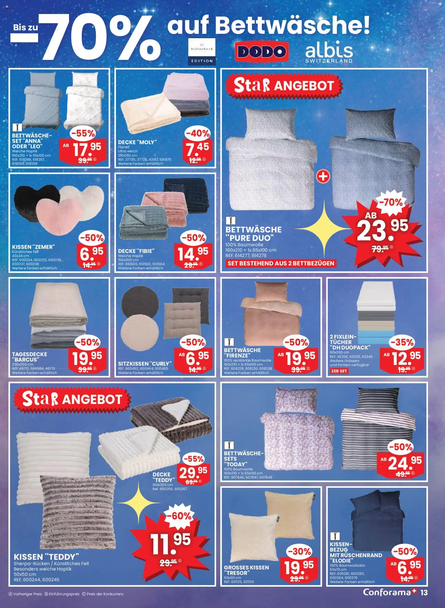 Conforama Aktionen – gültig ab 07.01.2026 | Seite: 13 | Produkte: Tagesdecke, Kissen, Decke, Bettwäsche
